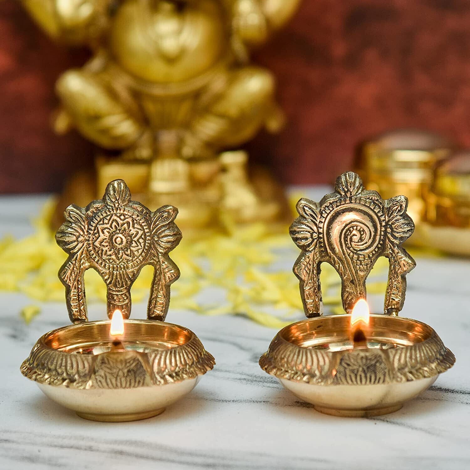 3 Decorative Genie Oil Lamp Brass Hand Crafted Aladdin Diya Home Decor  Gift Art 