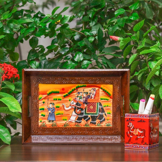 Wooden Serving Tray- Handcrafted & Hand-Painted