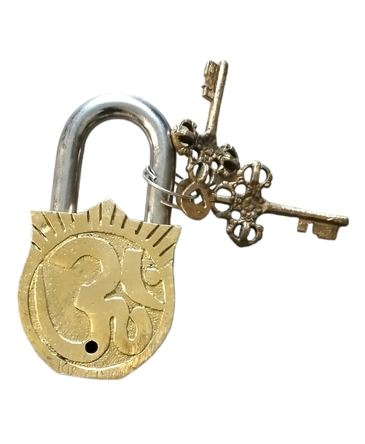 Decorative Handcrafted Lord Ganesha Design Brass Padlock with 2 Keys