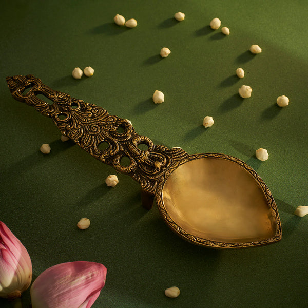 Decorative Design Brass Pooja Spoon 10 -  - Brass Antique  Collections