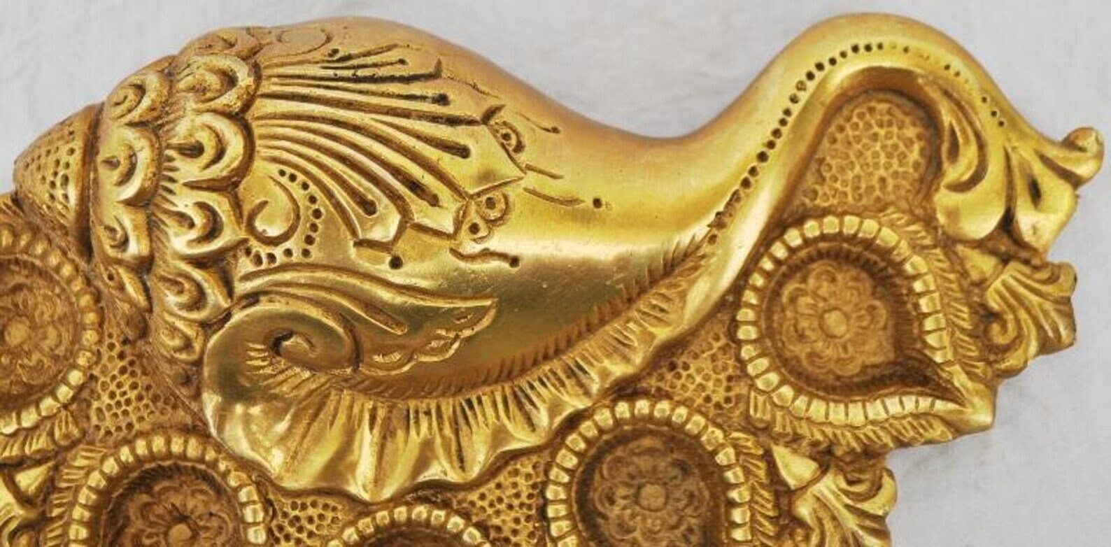 Brass Conch Shape Diya Yellow Antique Finish