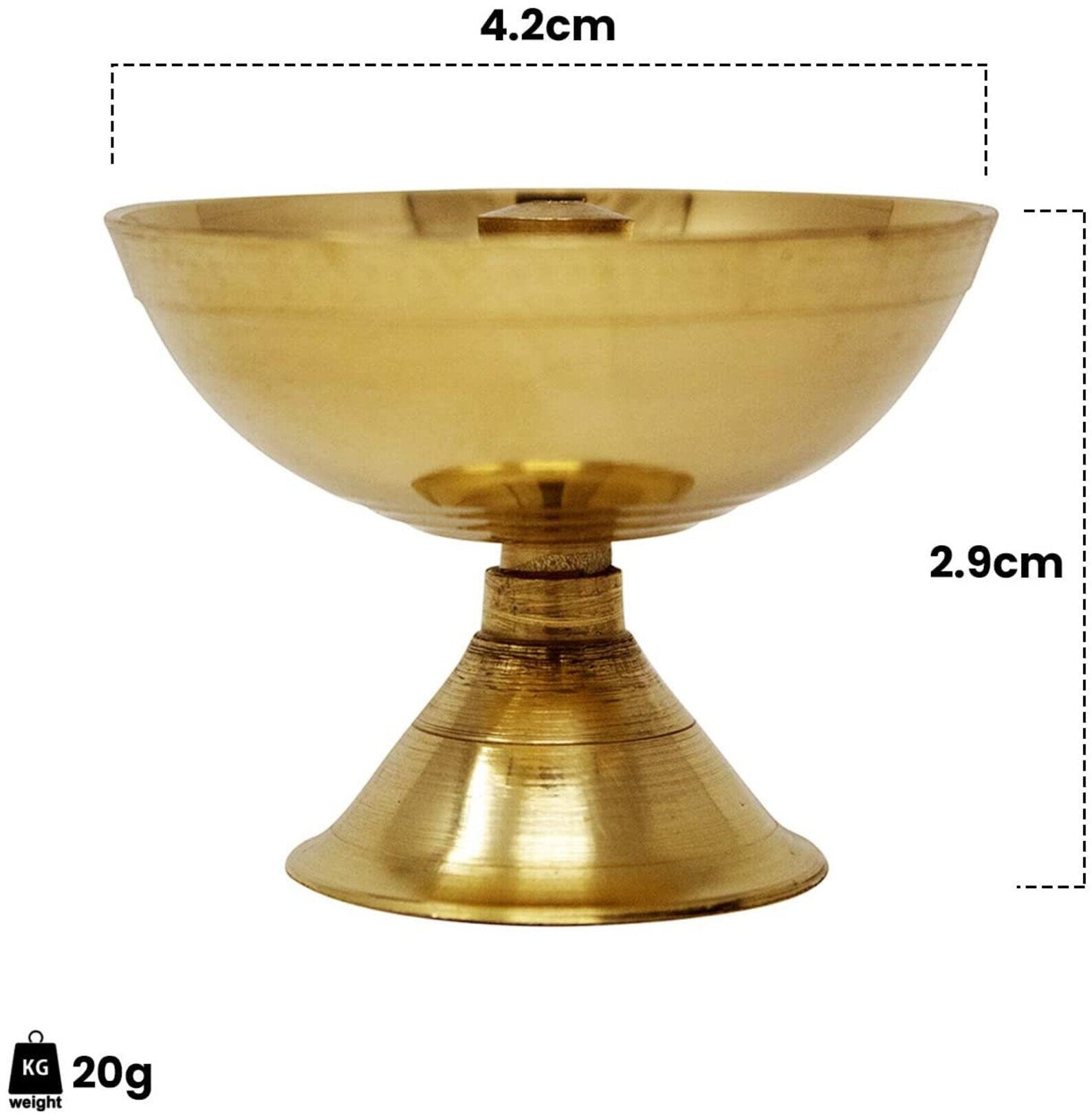 Brass Kamal Akhand Diya Oil Lamp (Set of 5, Diameter 4 cm)