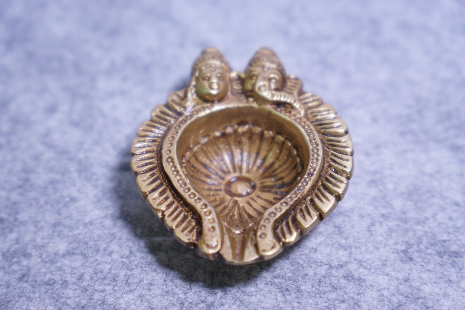 Brass Akhand Diya with Laxmi Ganesha Carved | Oil-lamp deepak | Set of 2