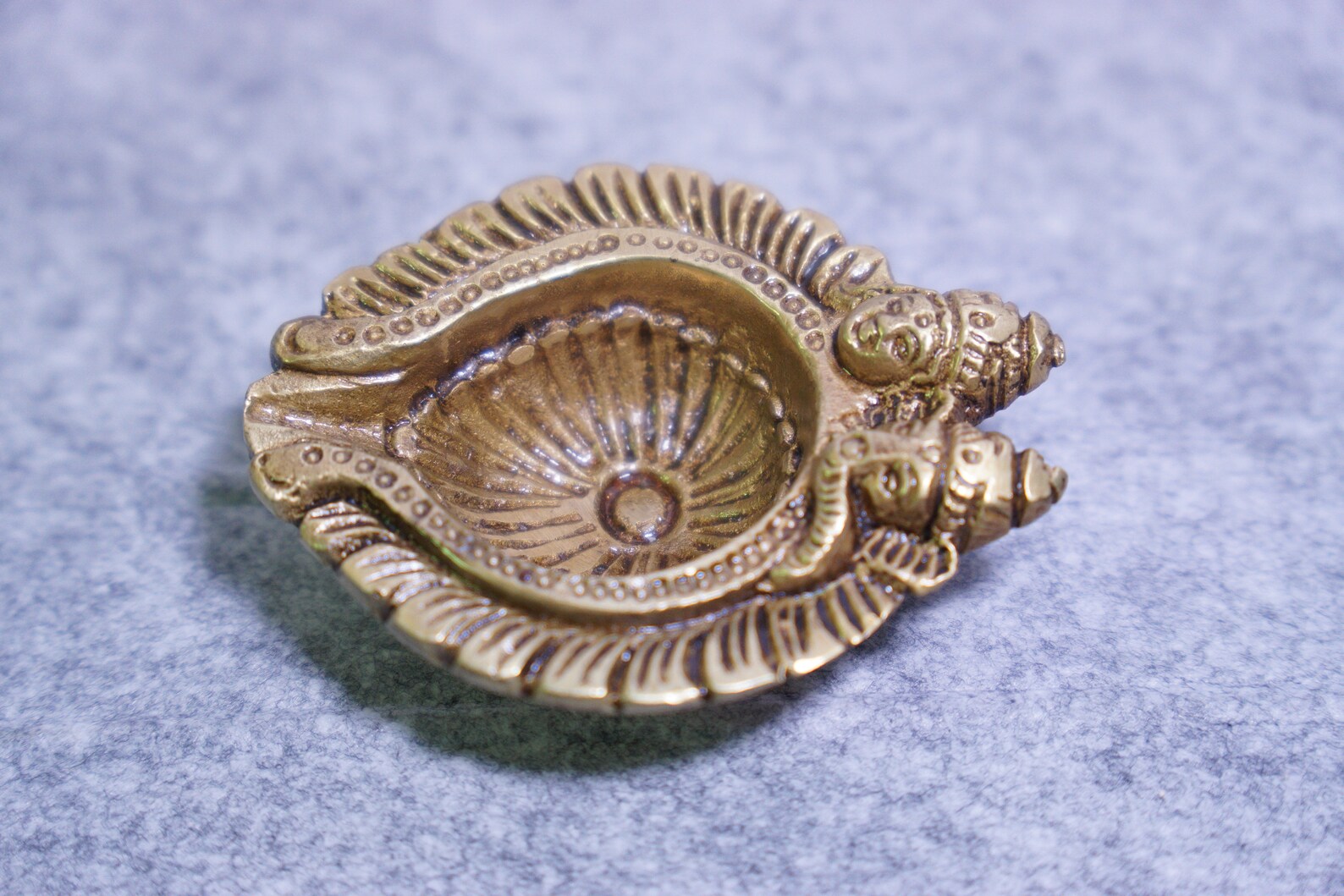 Brass Akhand Diya with Laxmi Ganesha Carved | Oil-lamp deepak | Set of 2