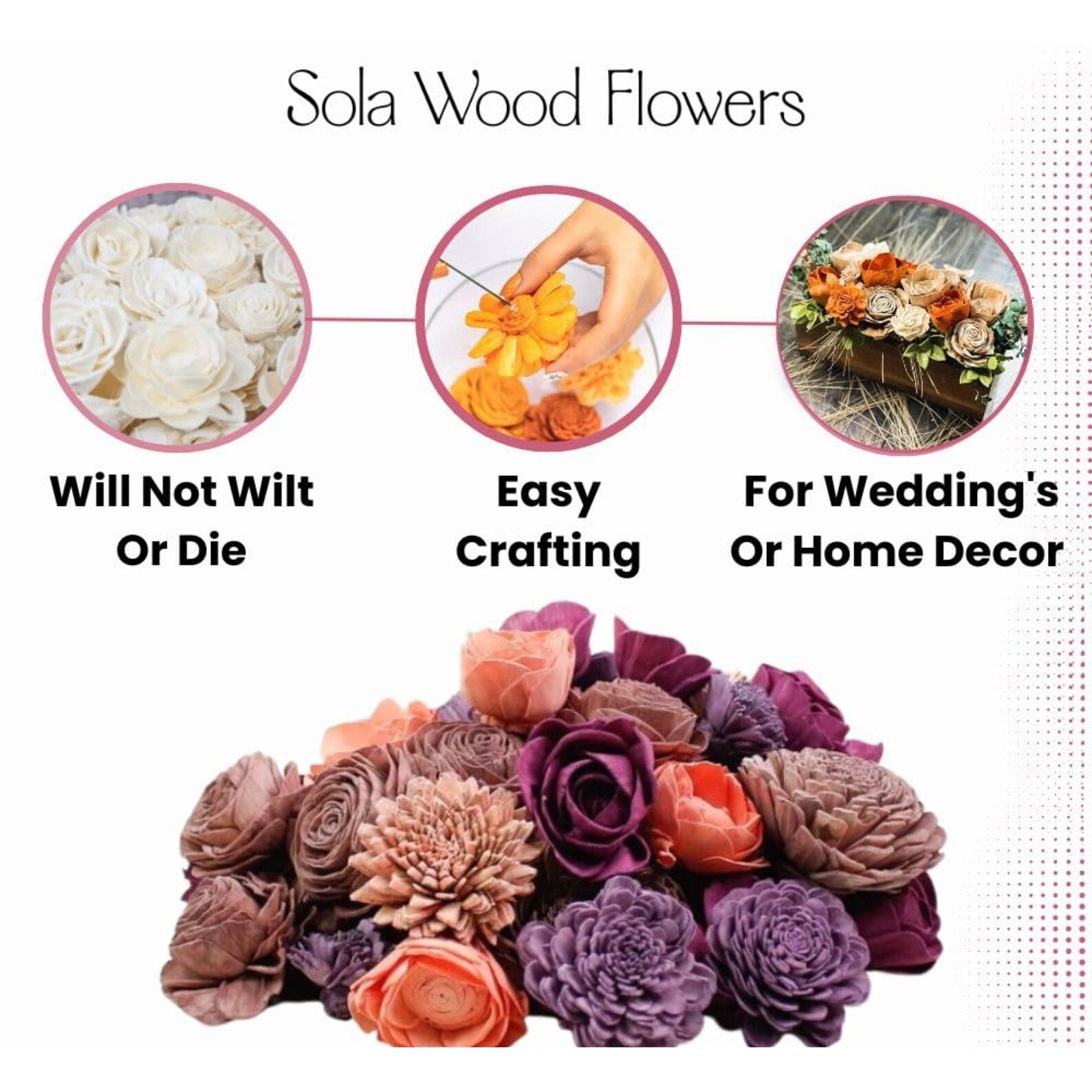 Solawood Flowers Random (With Bark), Artificial Flowers for Decoration Assorted