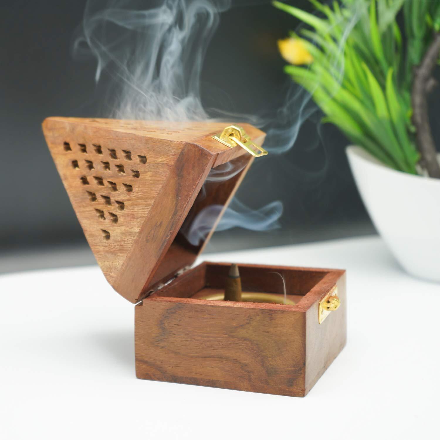 Wooden Agarbatti Incense Stick Box and Dhoop Stand Ash Catcher