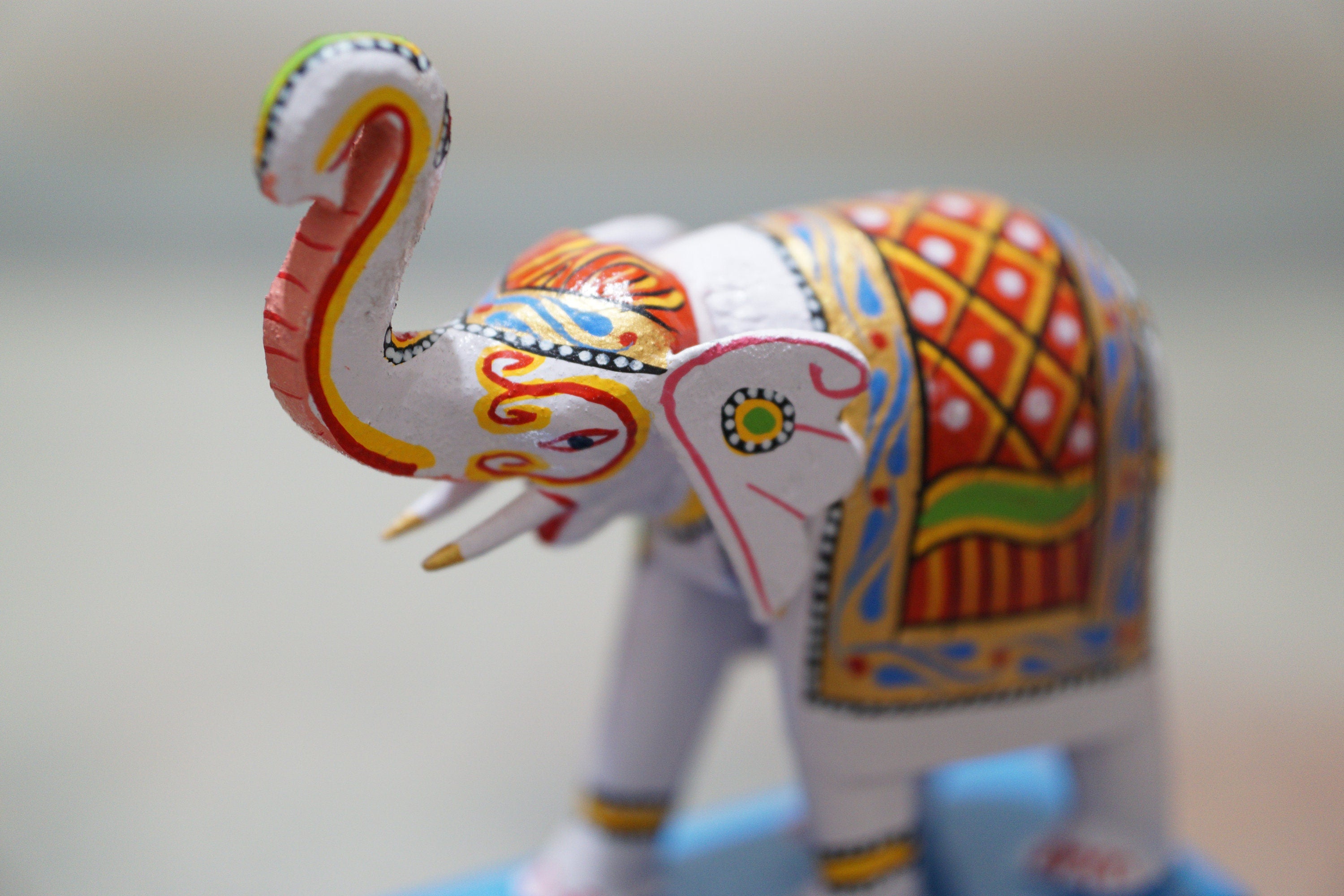 Handmade multicolor Wooden Elephant showpiece