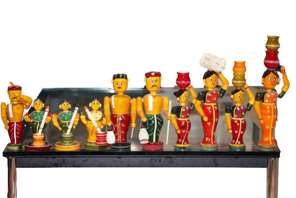 Wooden Lacquered Handmade Village People Figurines 4-9" Tall