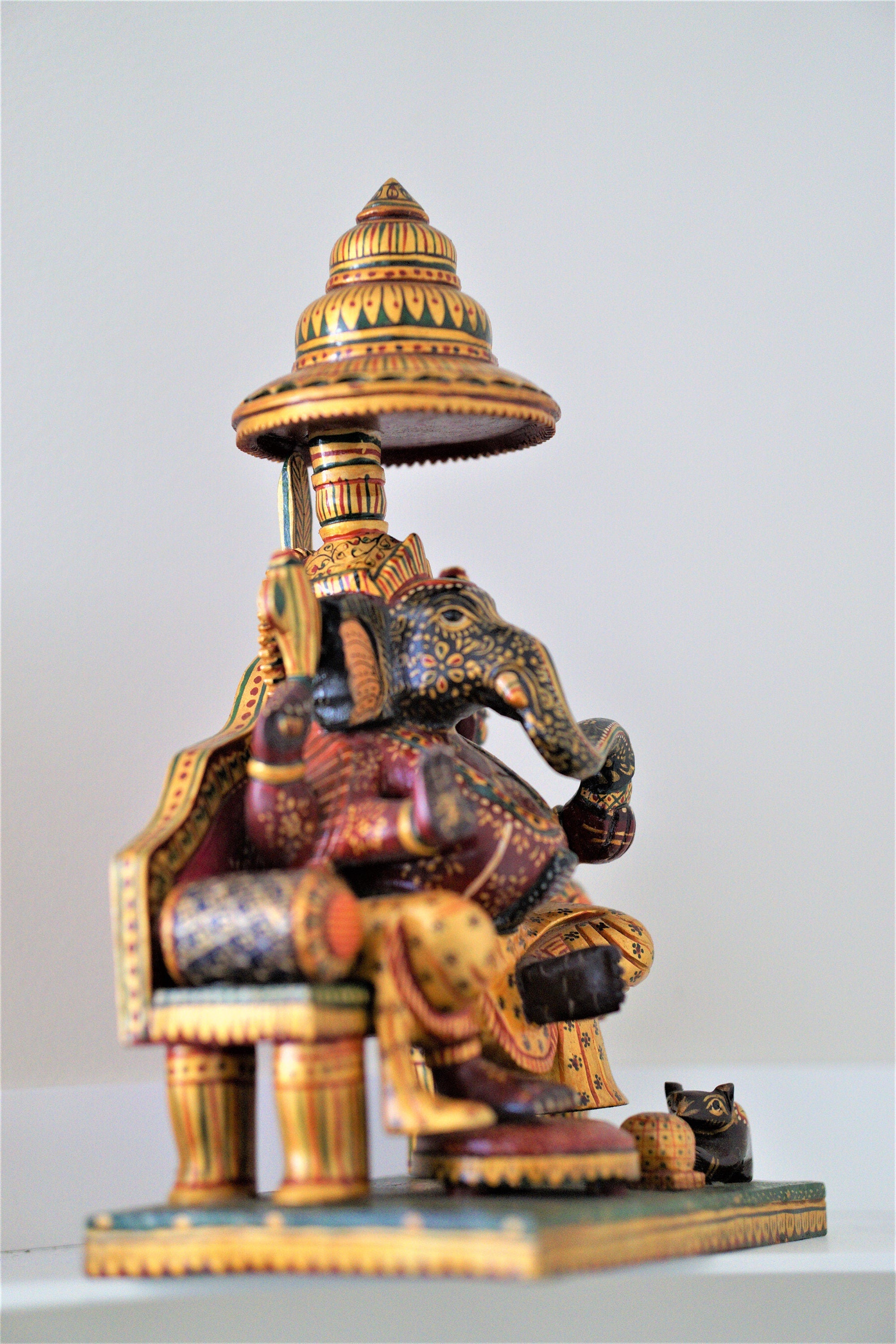 Lord Ganapathi/ Lord Ganesha handgefertigte Holzstatue