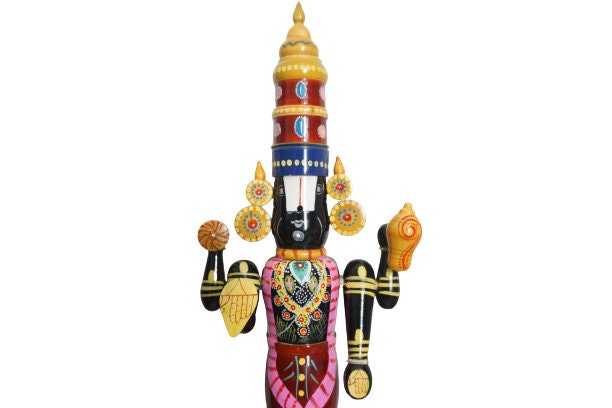 Mesmerizing Tirupathi Venkateswara / Lord Balaji Wooden handcraft (18") (Kondapalli/ Etikoppaka Toys)