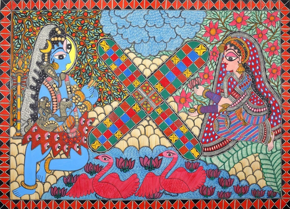 Handmade Ardhanreeshwara / Shiv-Parvathy Paintings (Made to Order)