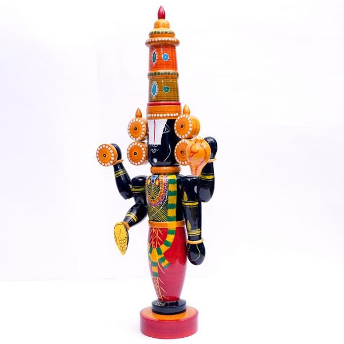 Mesmerizing Tirupathi Venkateswara / Lord Balaji Wooden handcraft (18") (Kondapalli/ Etikoppaka Toys)