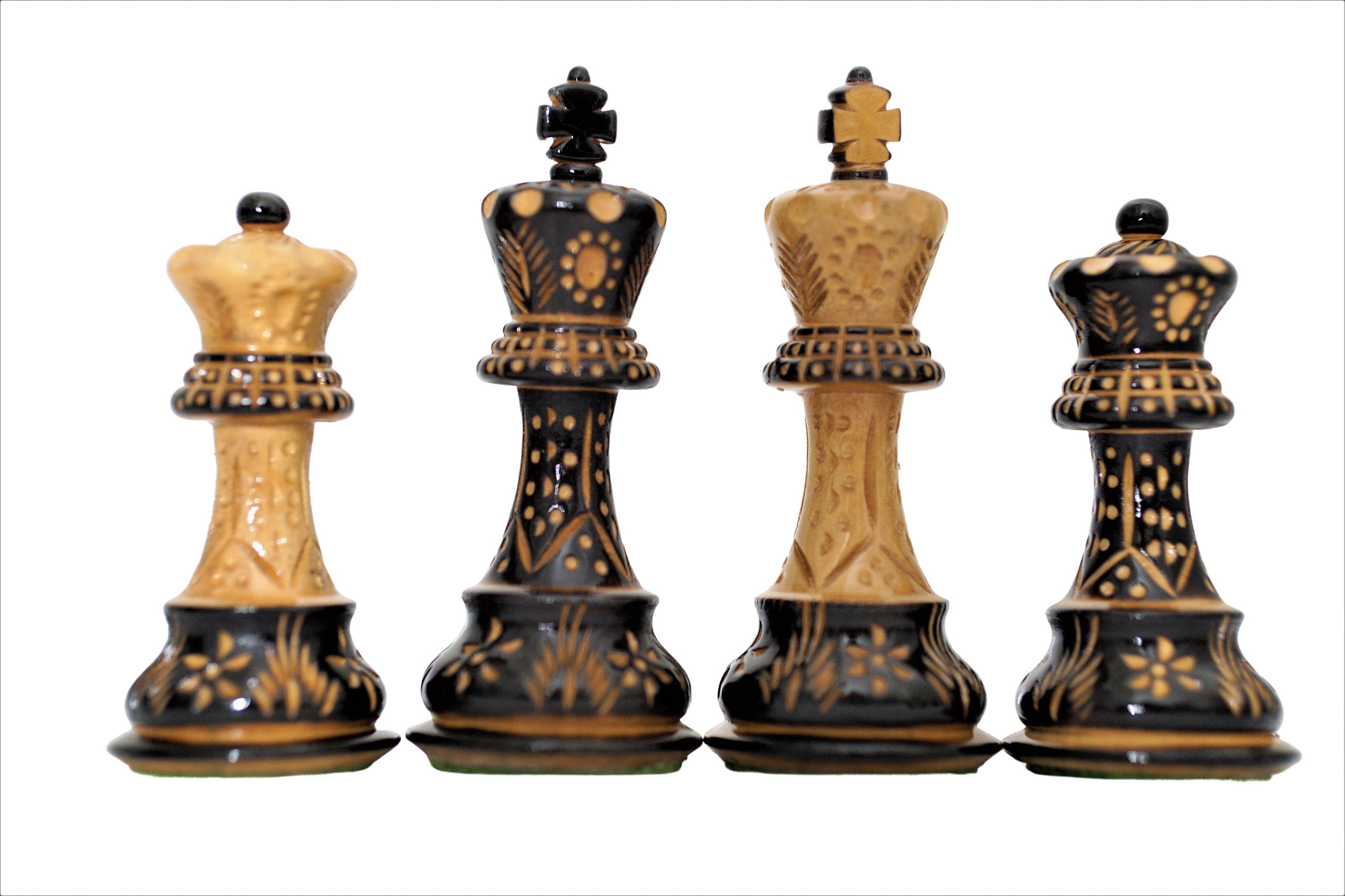 Burnt Zagreb Tournament Chess Pieces