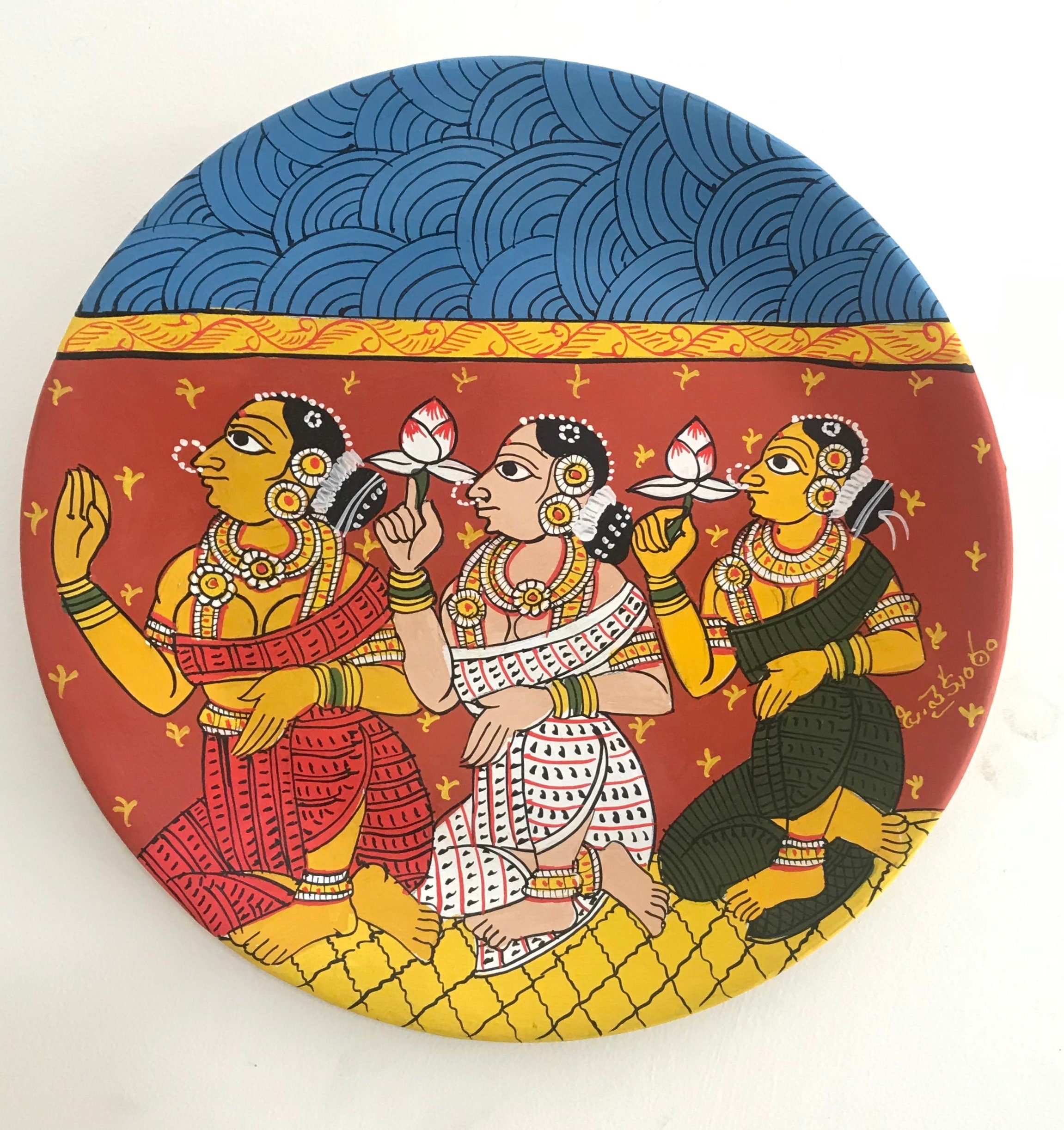 Plaques Cheriyal suspendues murales peintes à la main (Peintures Cheriyal)