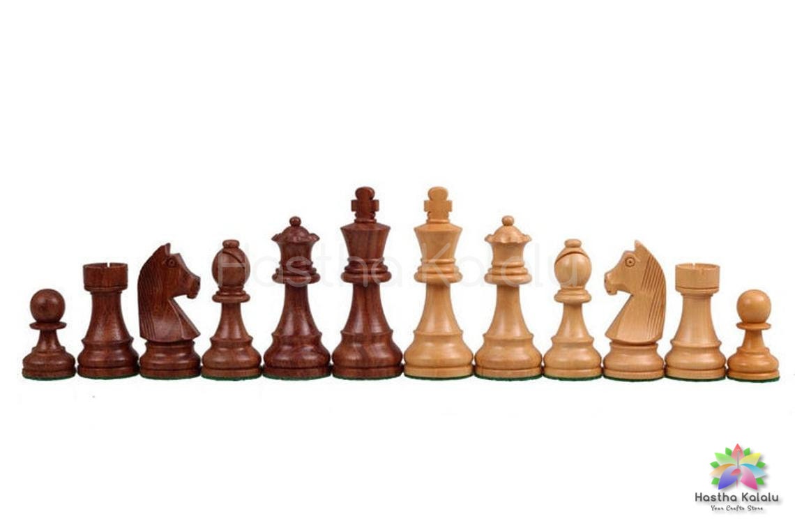 Schachfiguren im Staunton-Stil/Turnierserie Sheesham/Indisches Palisanderholz, gewichtet, Deutscher Ritter