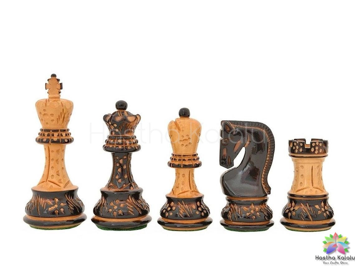 Burnt Zagreb Tournament Chess Pieces