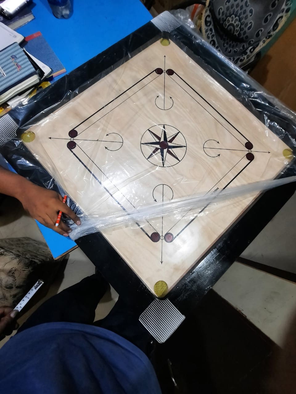Tournament Full Size Carrom Board with Coins, Striker and Boric Powder