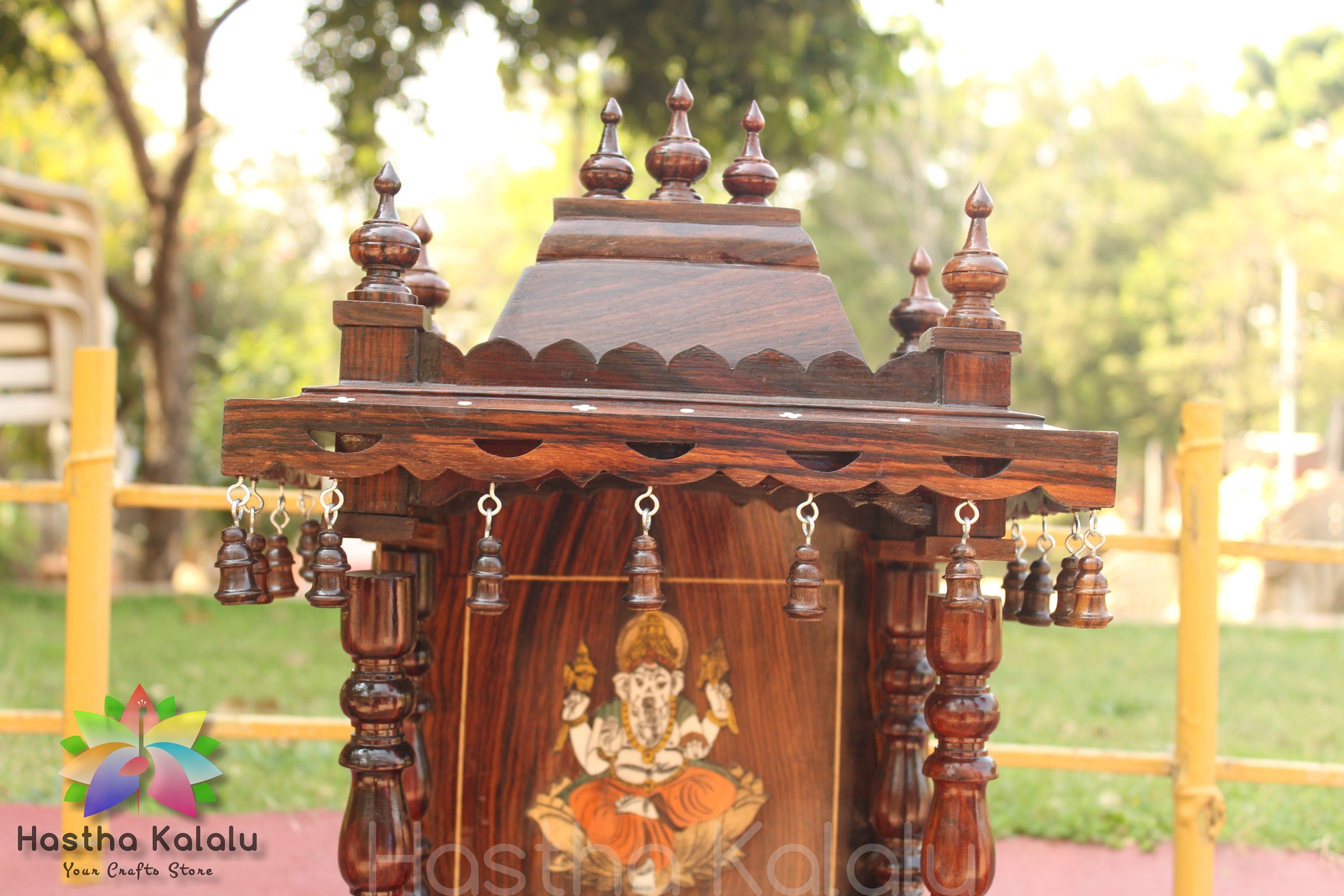 Abhaya Rosewood Pooja Mandir for Home/ Hanging Pooja Mantap (Made to Order)