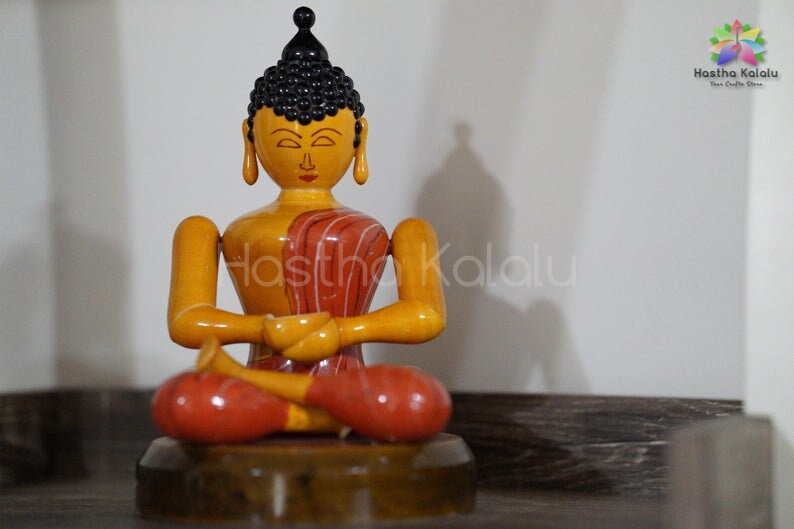 Lacquered Buddha Statue | Gautama Buddha Figurine | Meditating Buddha