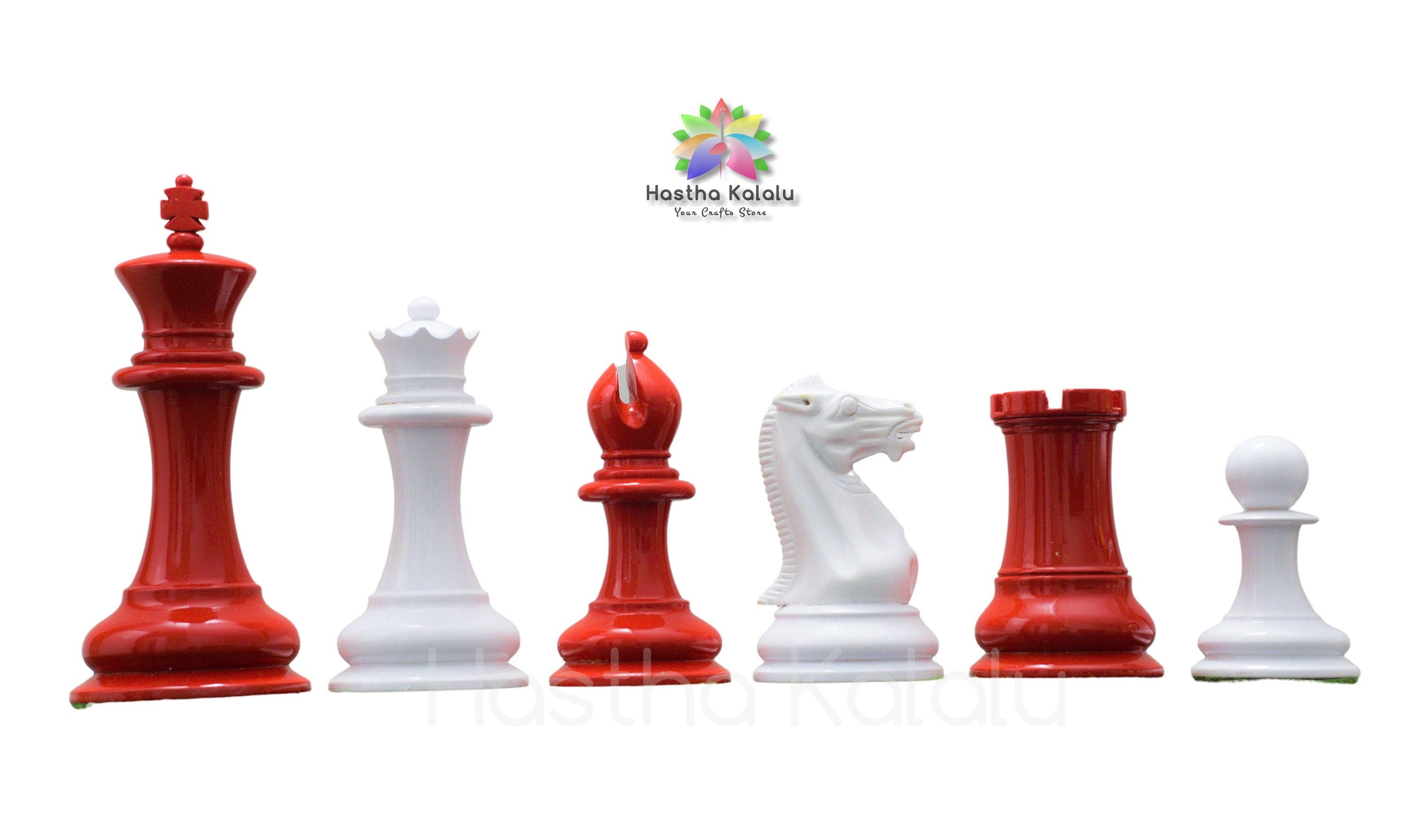 4.5' Large Chess Pieces | Painted Pro Staunton Wooden Chess Pieces, Chess Pieces Only Weighted Made with Boxwood