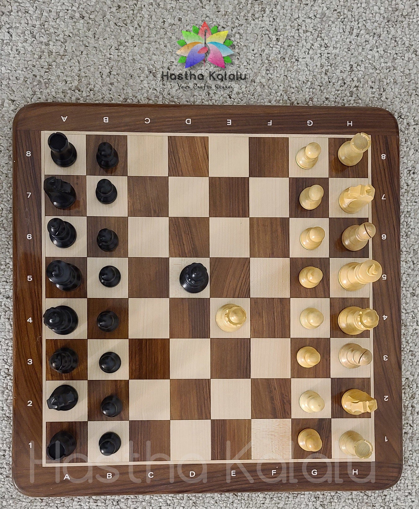 Combo Chess Set Sheesham Board avec ébonisé, style Staunton, chevalier allemand pièces d’échecs pondérées King 3.75" Combo / Cadeau de la fête des Pères