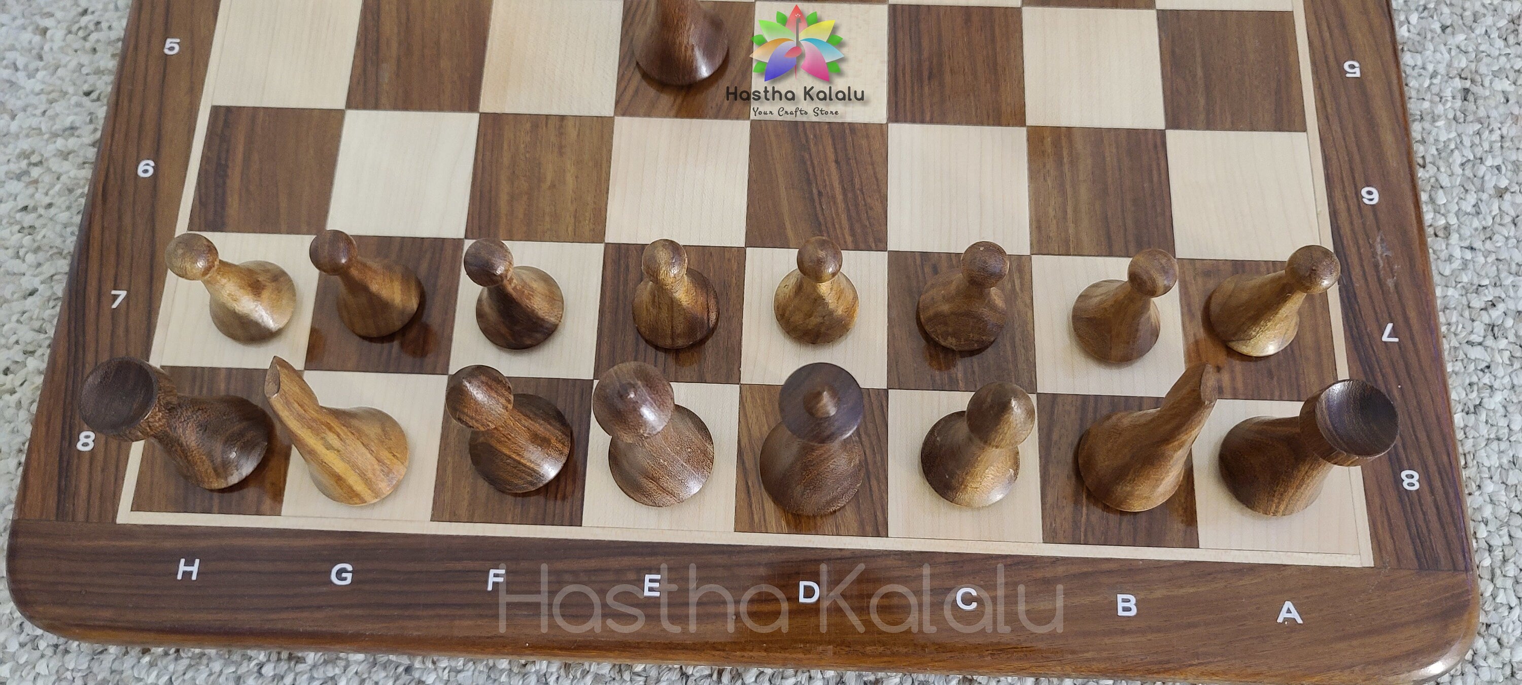 Combo Chess Set Sheesham Board with Reproduced Hermann Ohme Chess Pieces