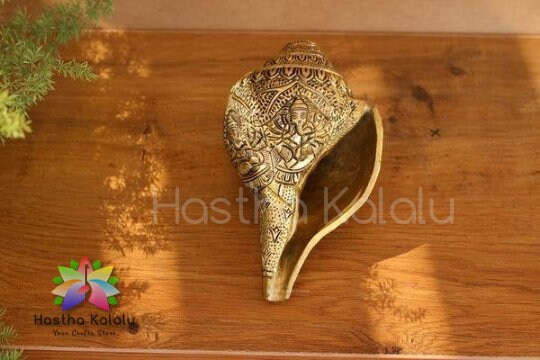 Antique Fiish Brass Ganesha Conch