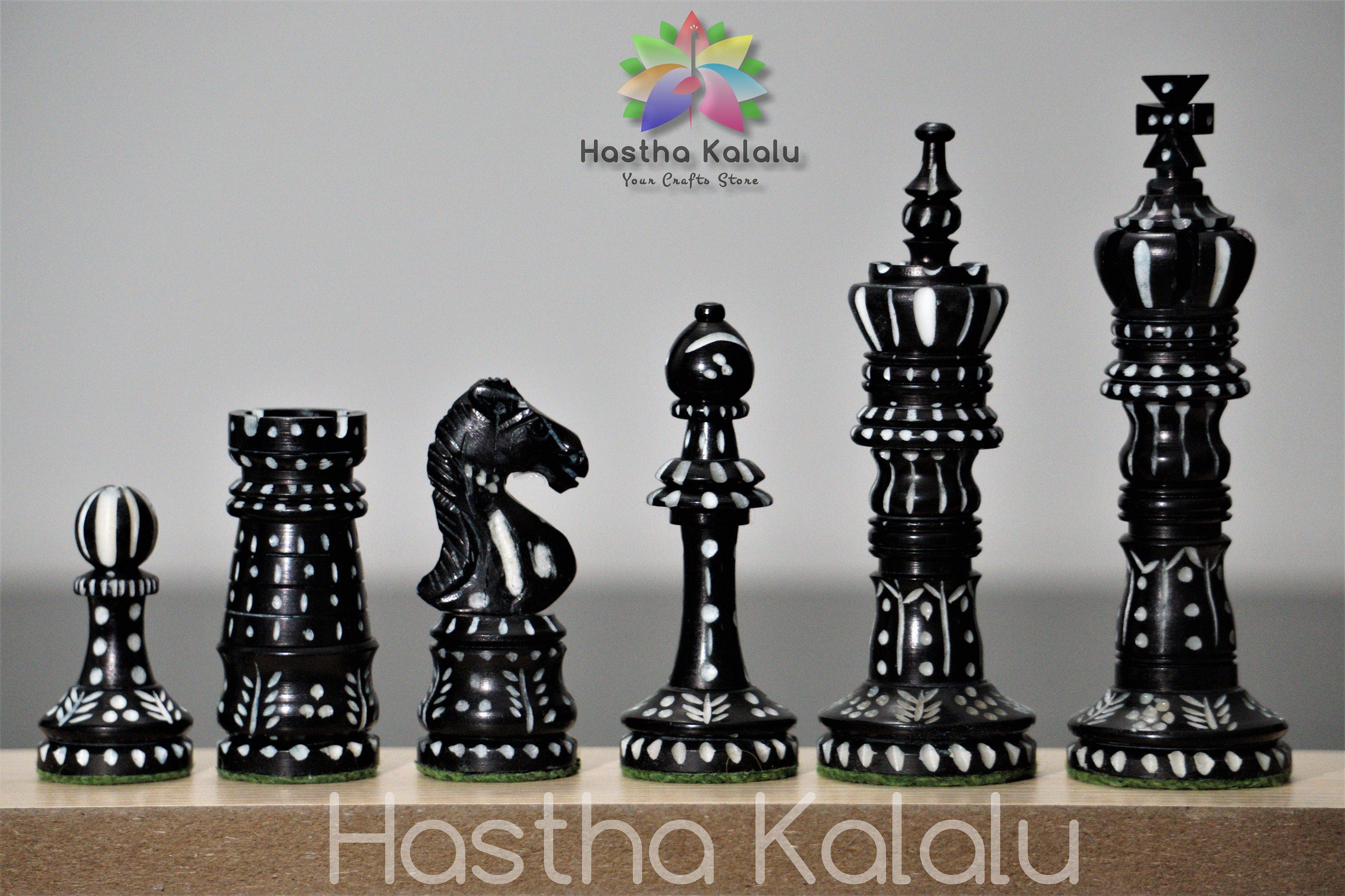 King Cross Series Chess Pieces Only/ Hand Carved Gaint Chess Set