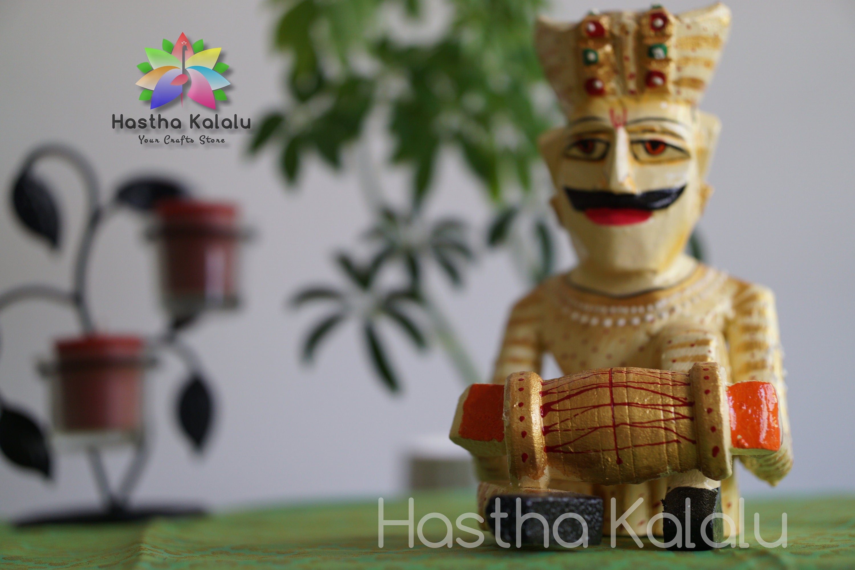 Handmade Wooden 9 Inches Height Rajasthani Musician Set/ Bawala Set