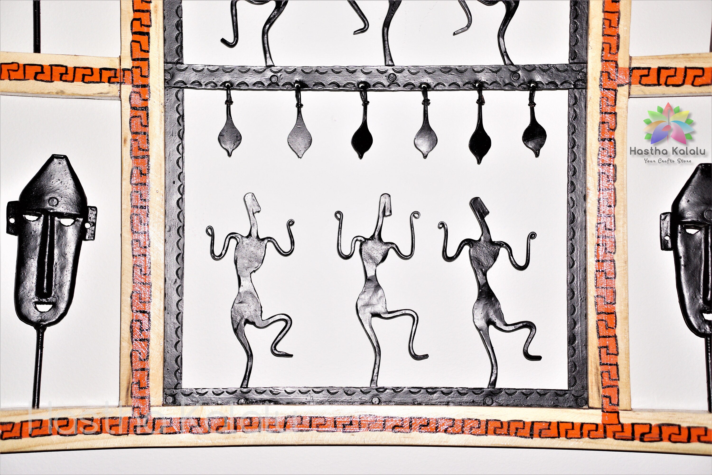 Wrought Iron made ventilation grill depicting tribal people in folk art