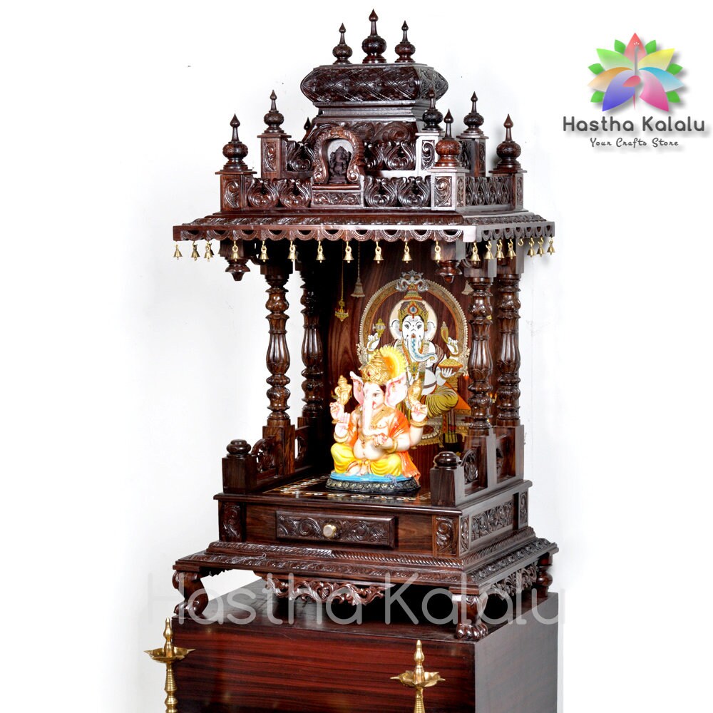 Temple Skanda en palissandre avec Ganesha incrusté (fait sur commande)