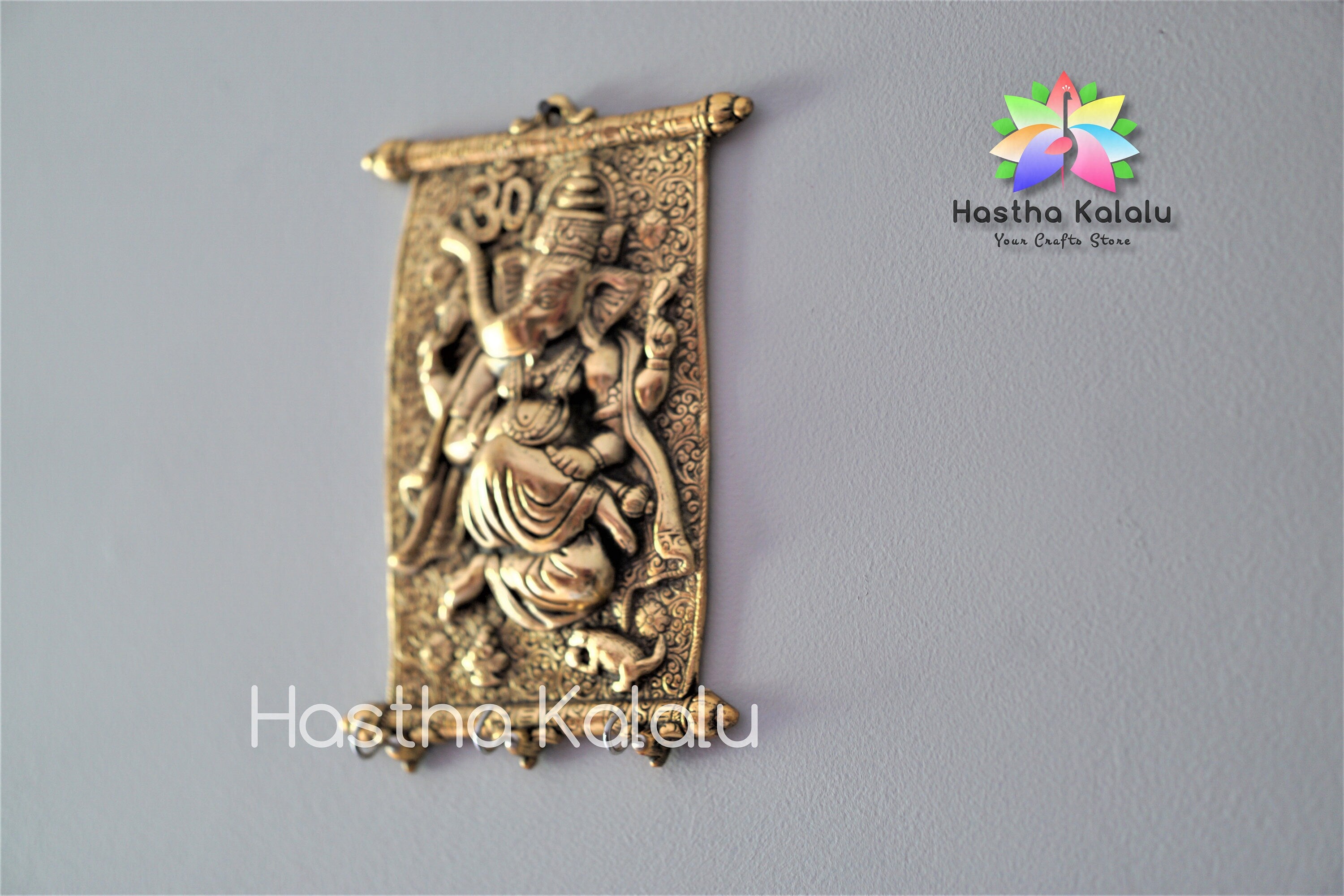 Decorative Metal Wall Hanging Ganesha with Key Chain Hangers I Indian Key Hanger I Gift for House Warming