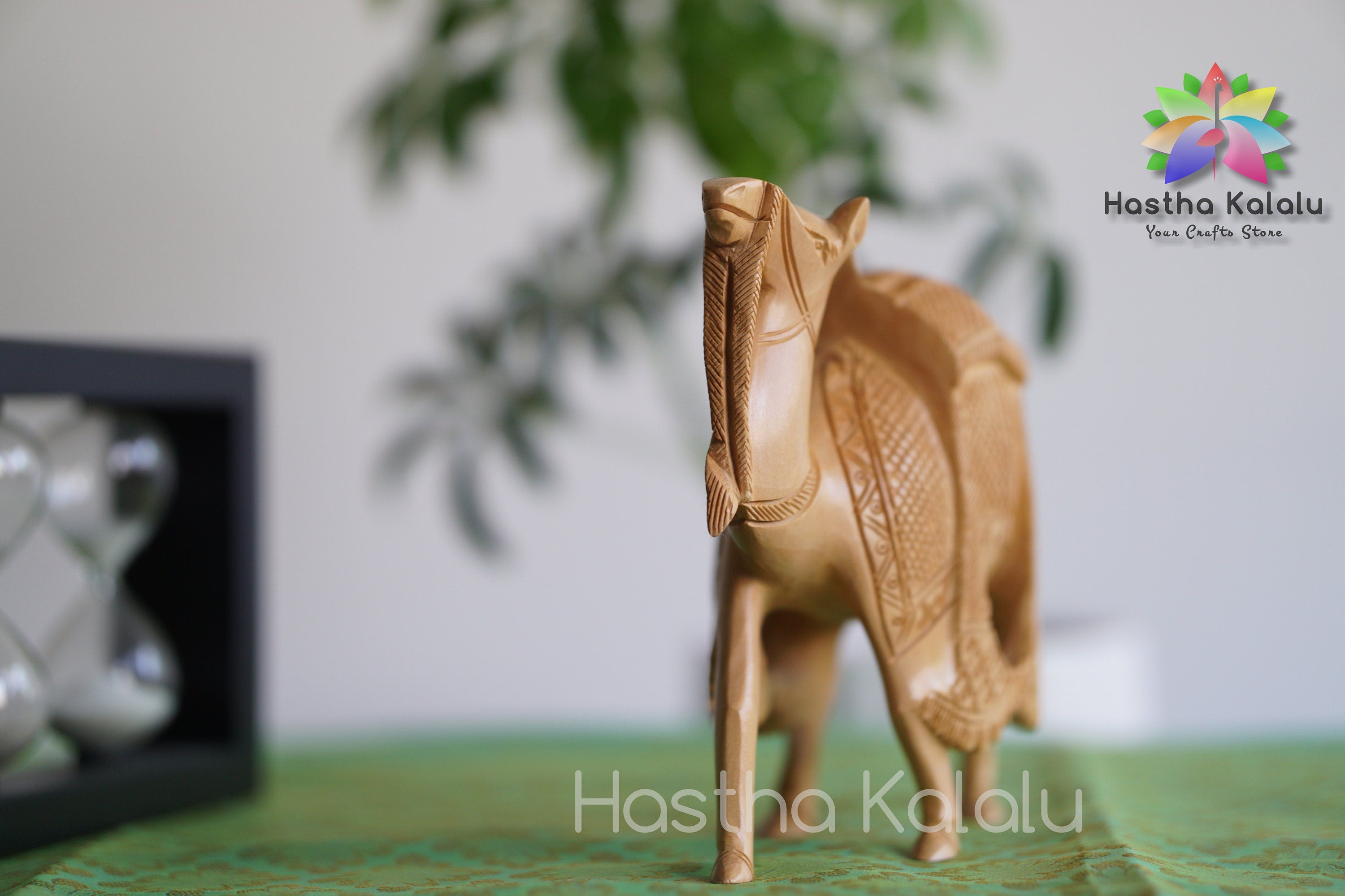 Handcarved Wooden Kathidar Carved Camel/ Handmade Table top Home-Decor Camel Figurine