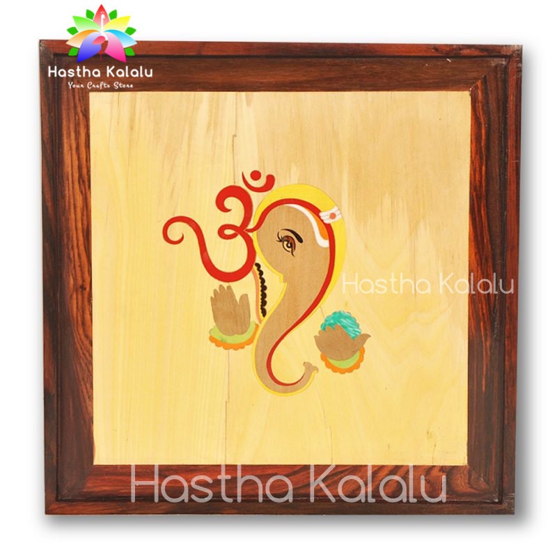 Marquetry/ Inlaid Wood Work of Lord Ganesha/ Vinayaka/ Lord in Om Shape , Customizable, Contact Us
