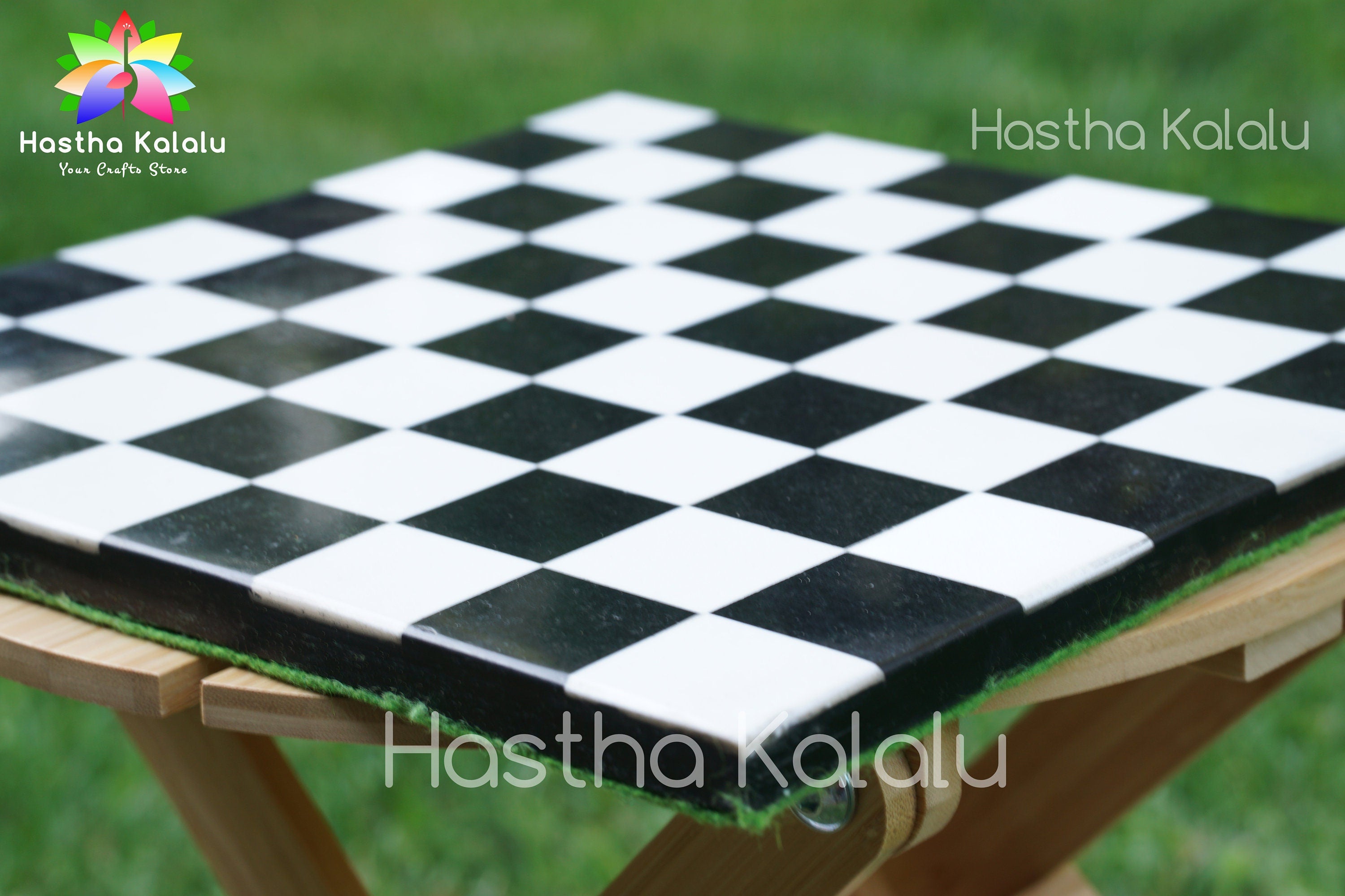 Échiquier de luxe fait à la main en marbre de qualité pour les amateurs d'échecs 12 x 12"