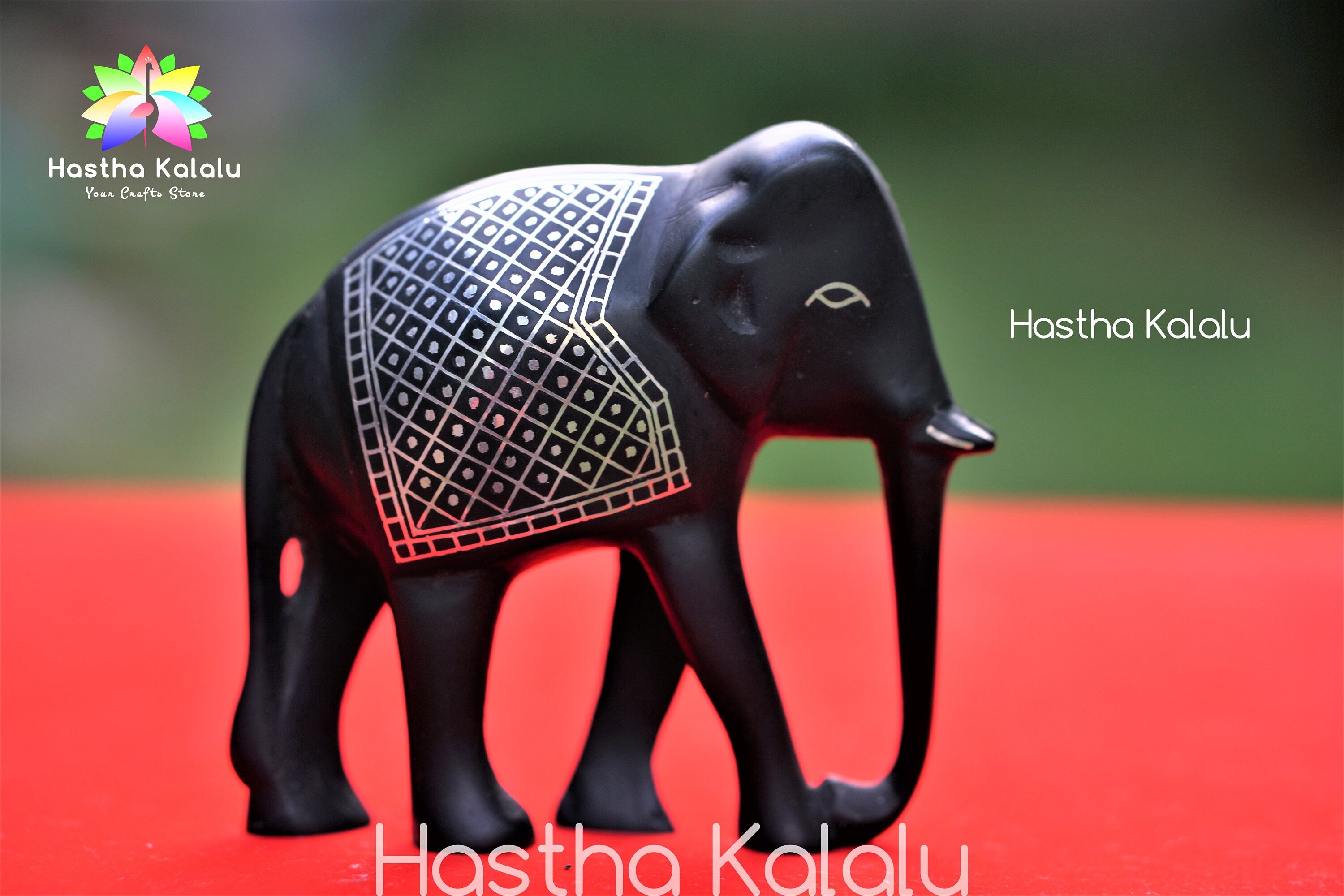 Inlaid Metallic Bidri Craft Curio - Elephant