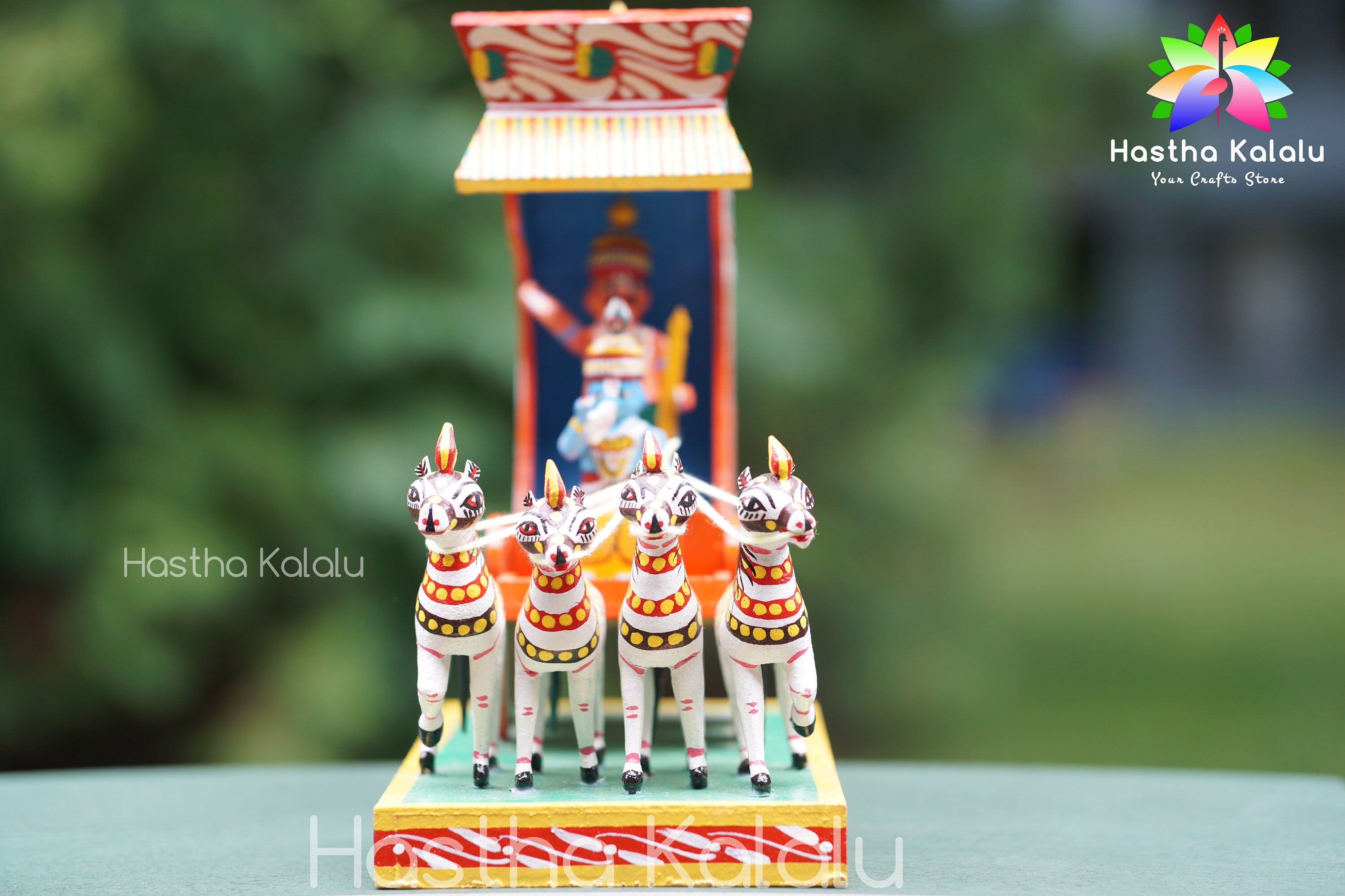Krishna Arjuna Chariot - Wooden Chariot | Kurukshetra War Scenes