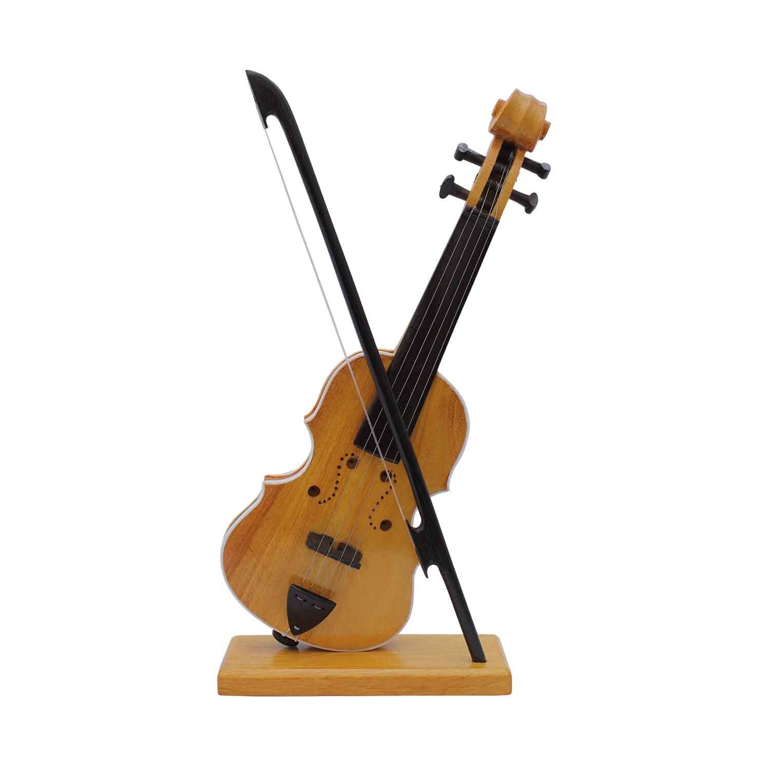 Handmade Wooden Bobbili Violin Showpiece