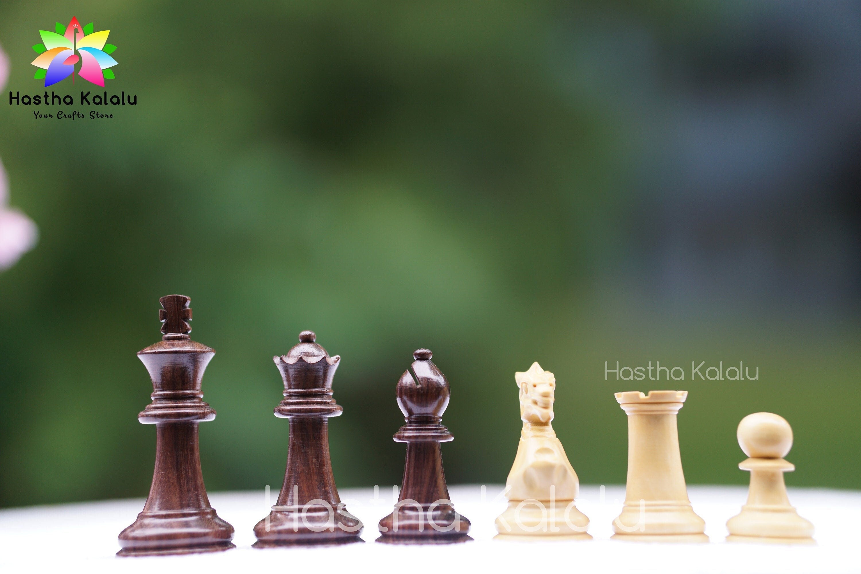 Pièces d'échecs de la série Laughing Knight en bois de rose, jeu d'échecs en bois de tournoi économique, roi 3''