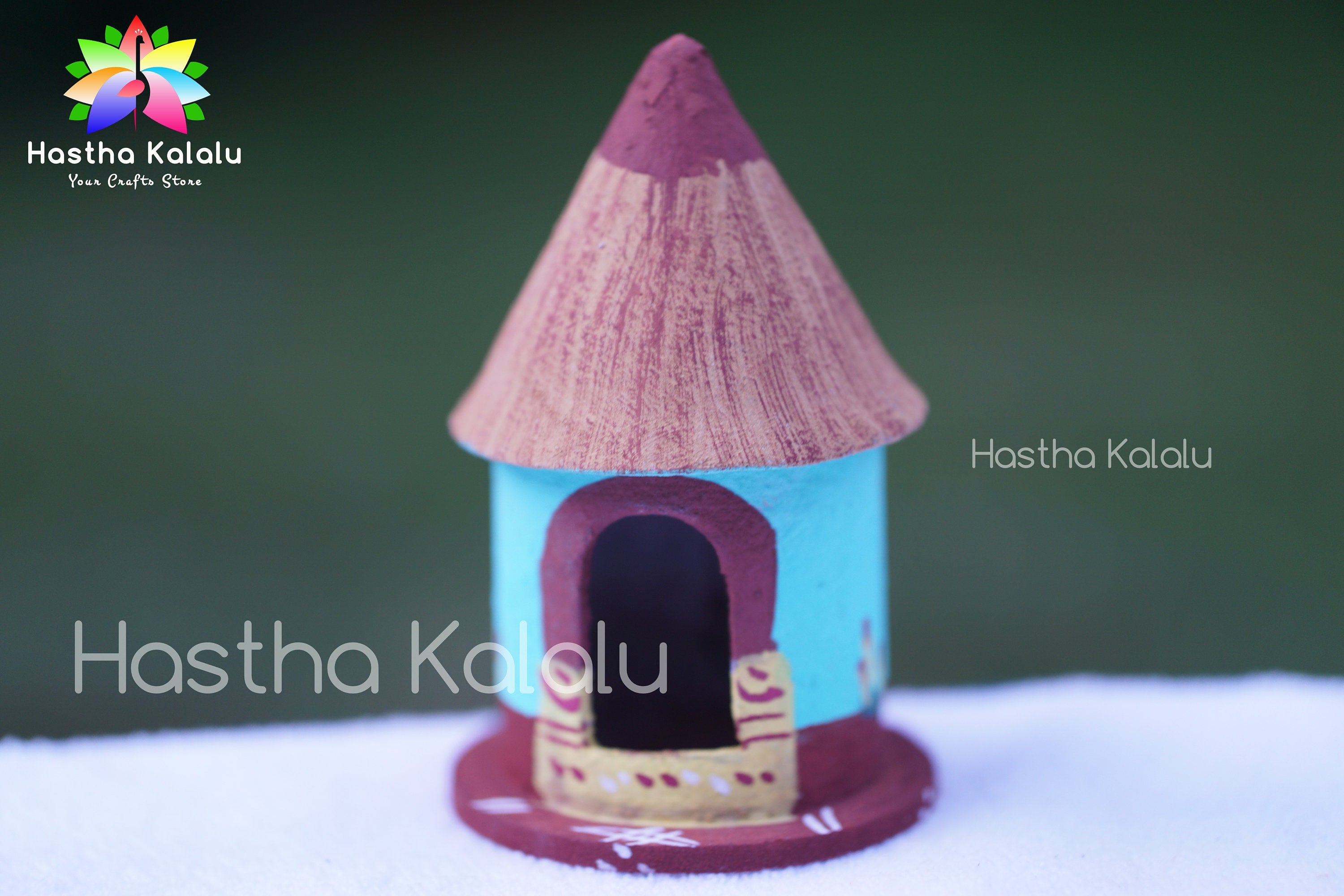 Handmade/ Vegetable Color Painted Wooden Hut Show Piece