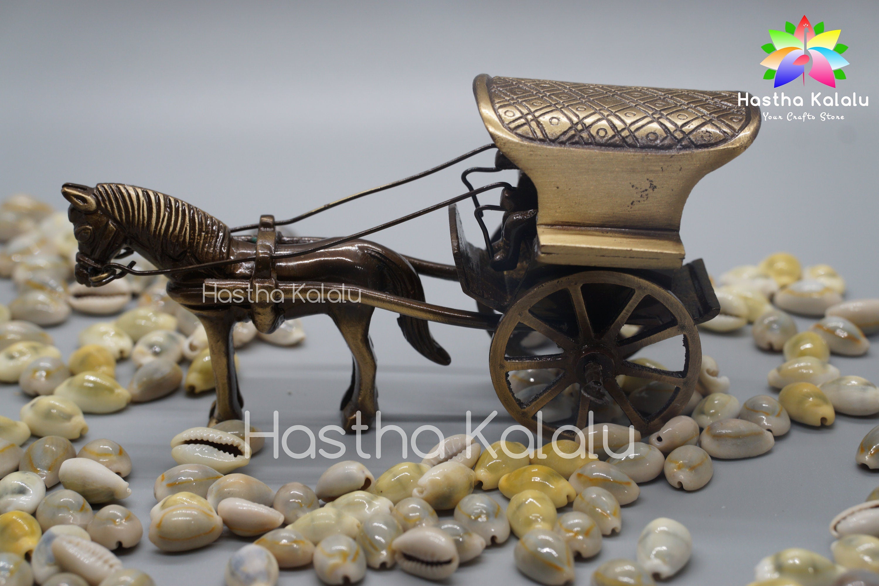 Brass Antique Finish Village Bullock Cart