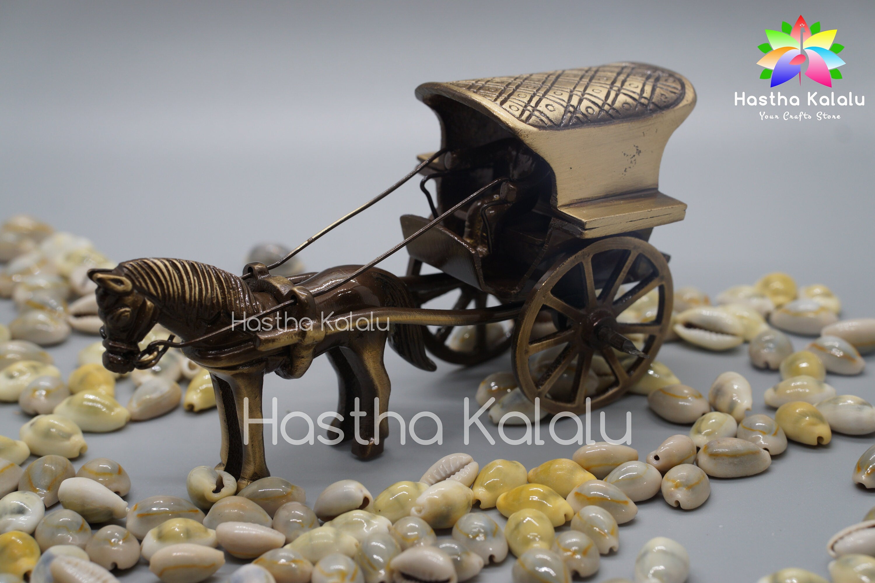 Brass Antique Finish Village Bullock Cart