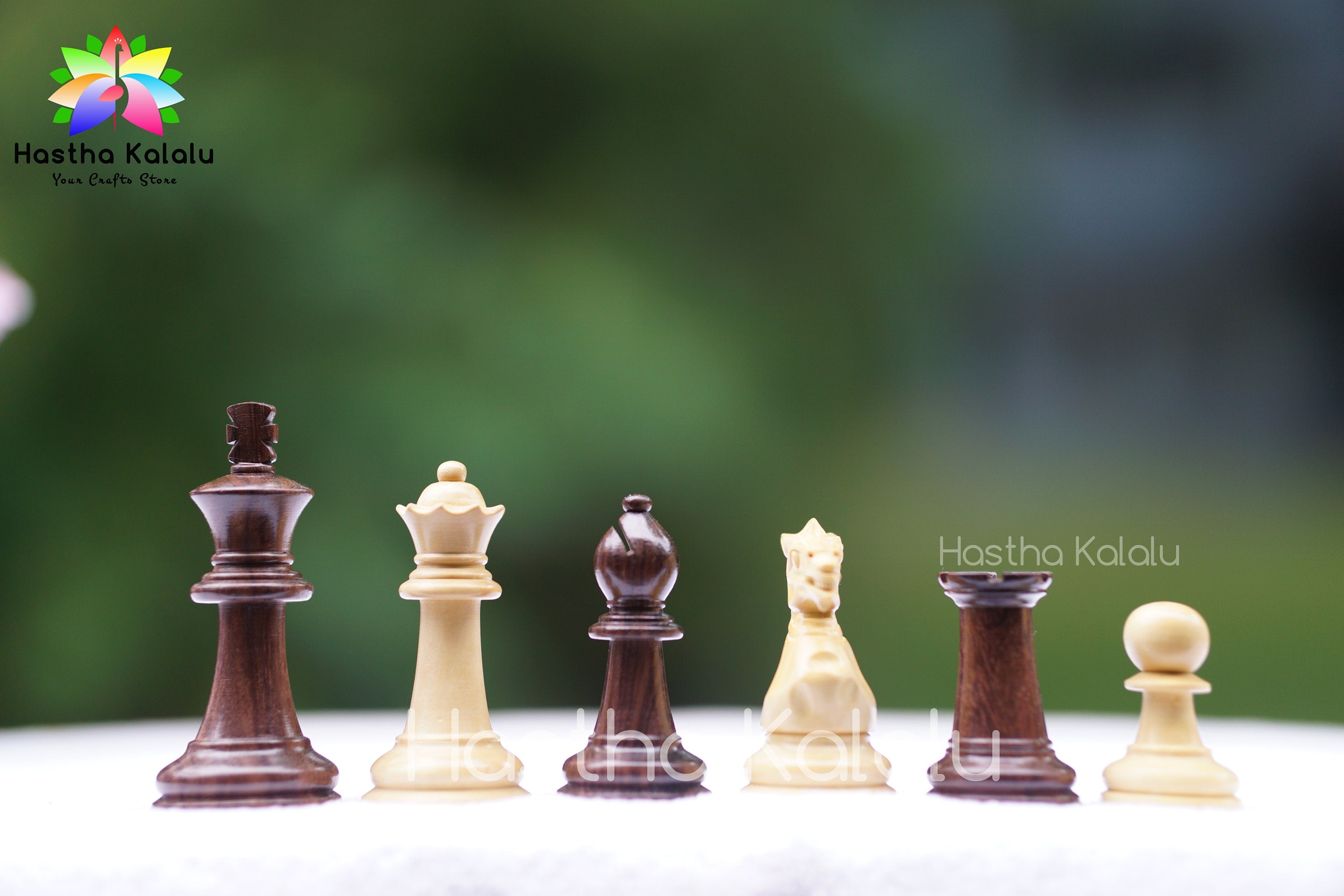 The Laughing Knight Series Chess Pieces In Rose Wood Box Wood, Economy Tournament Wooden Chess Set, King 3''