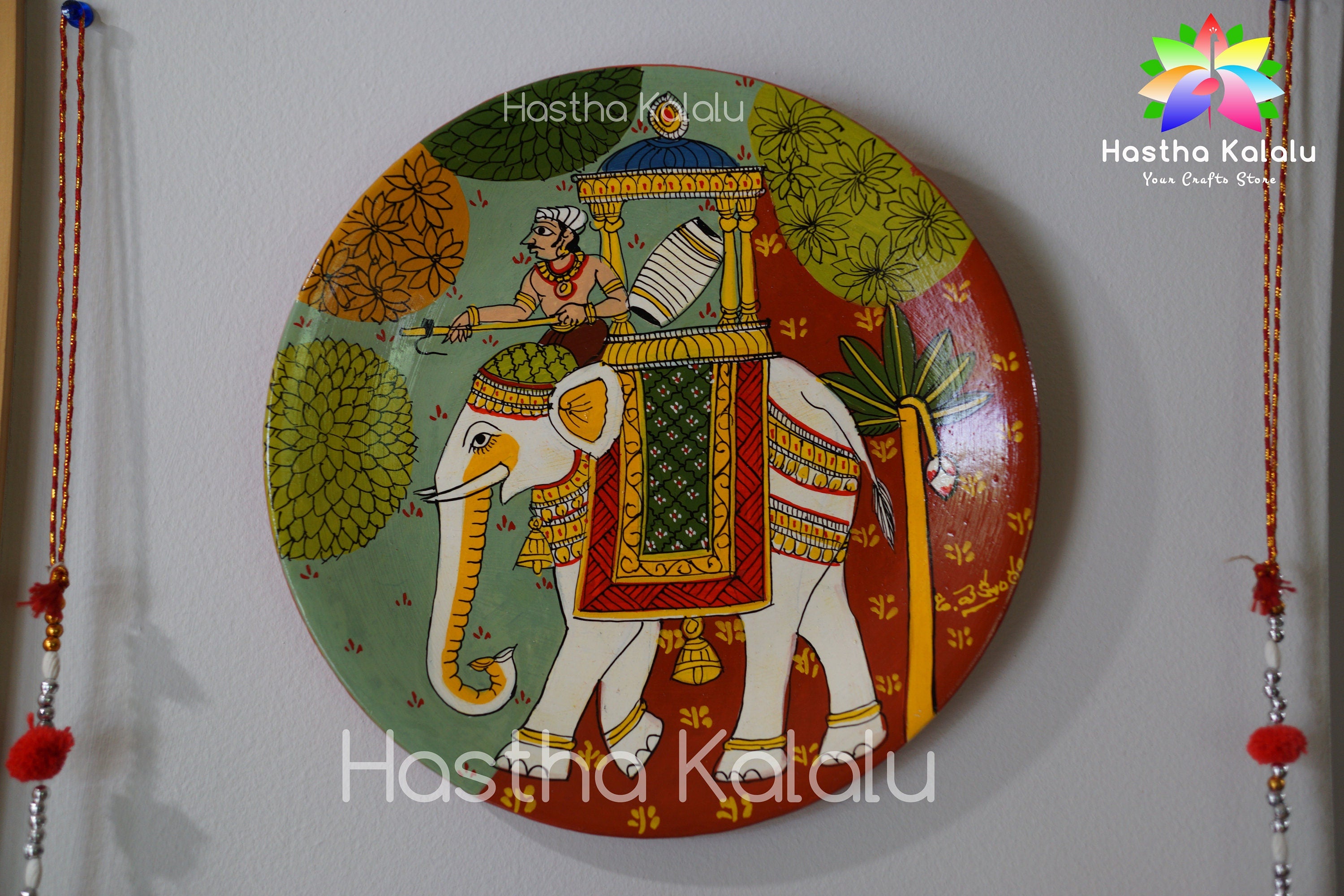 Elephant Ambari Cheriyal Painting on Melamine Plate