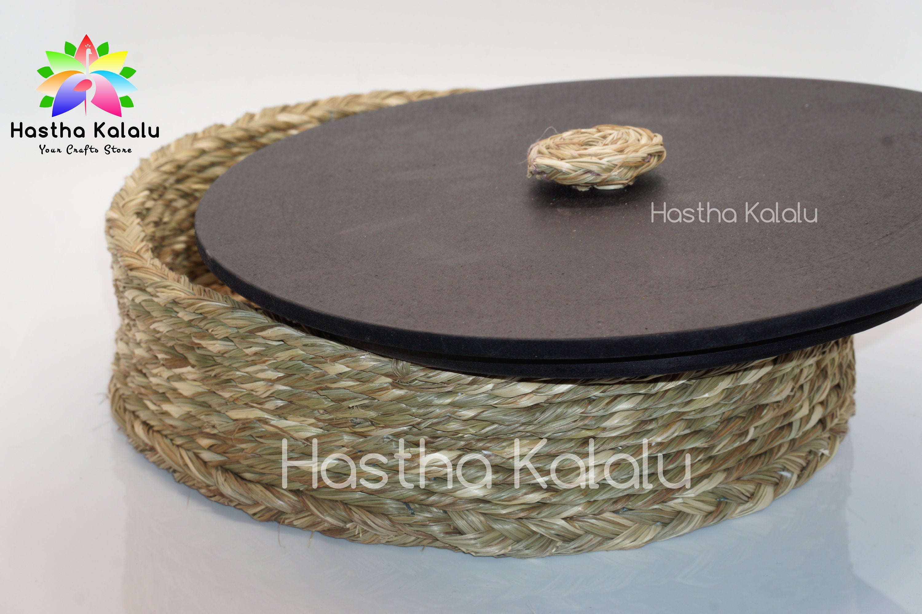 Handmade Sabai Grass Roti/ Crafts Basket with Lid