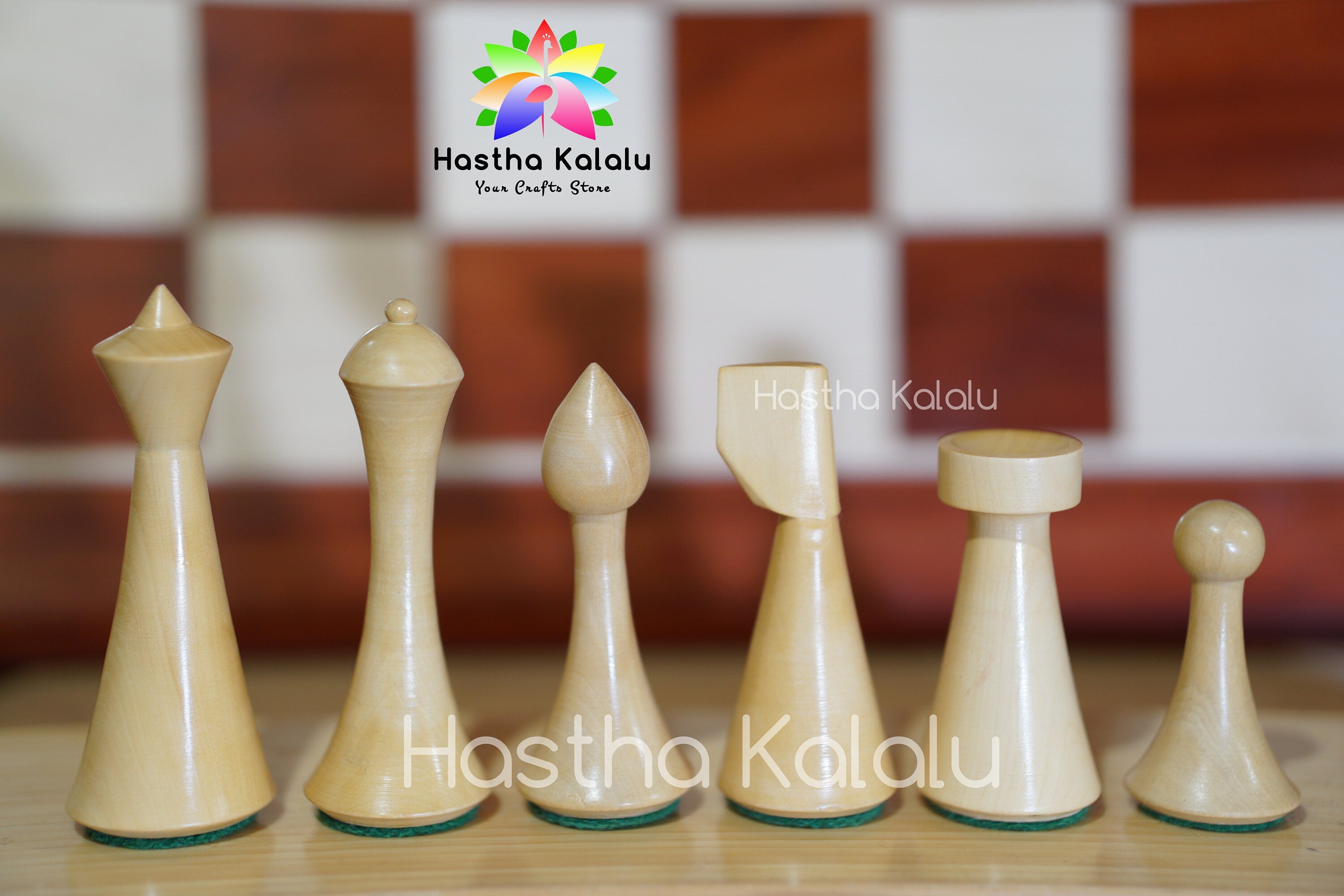 Reproduced Hermann Ohme Minimalist Style, Budrosewood Chess Pieces