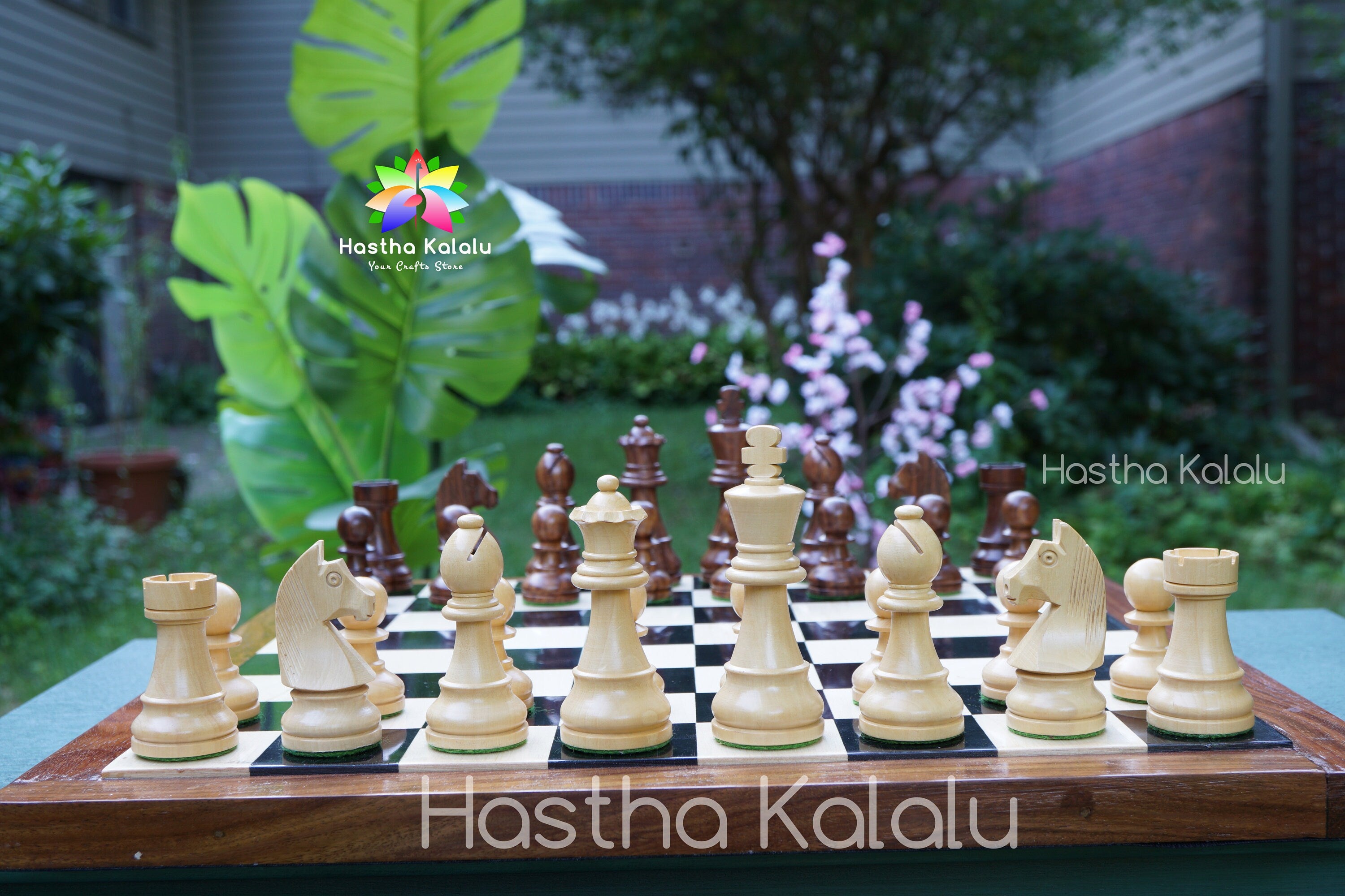 Combo Chess set | Rosewwod German Knight Tournament Chess set with Ebony Chessboard
