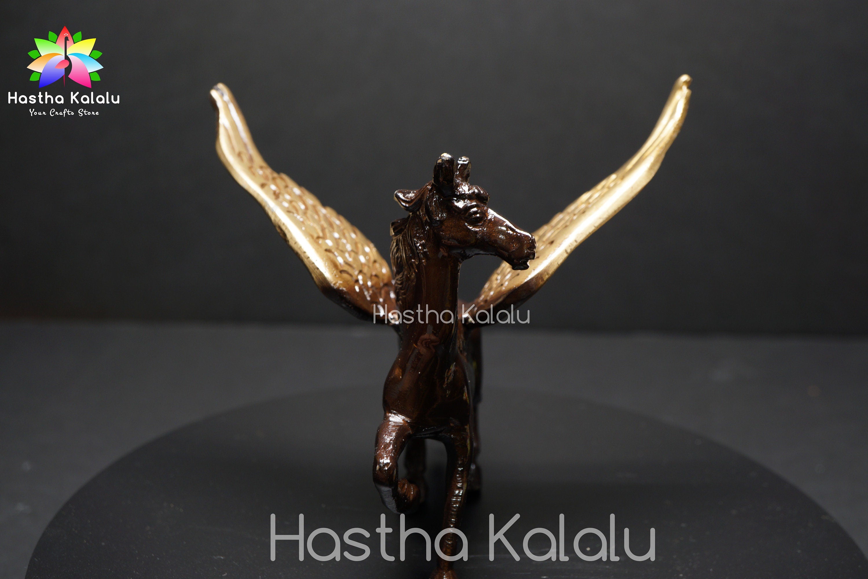 Brass Antique Finish Flying Angel Horse