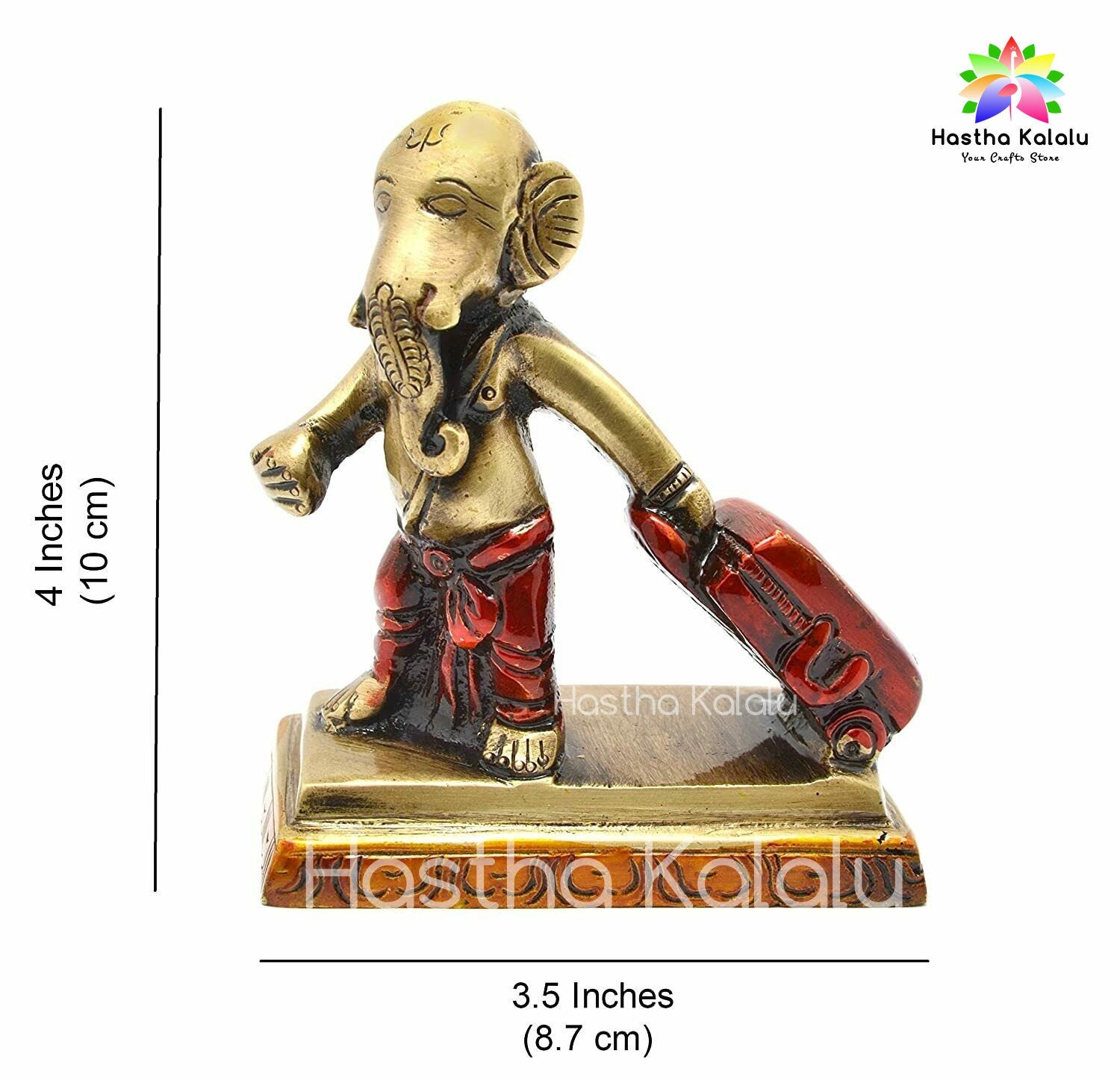 Brass Lord Ganesha with Suitcase Statue Idol Showpiece