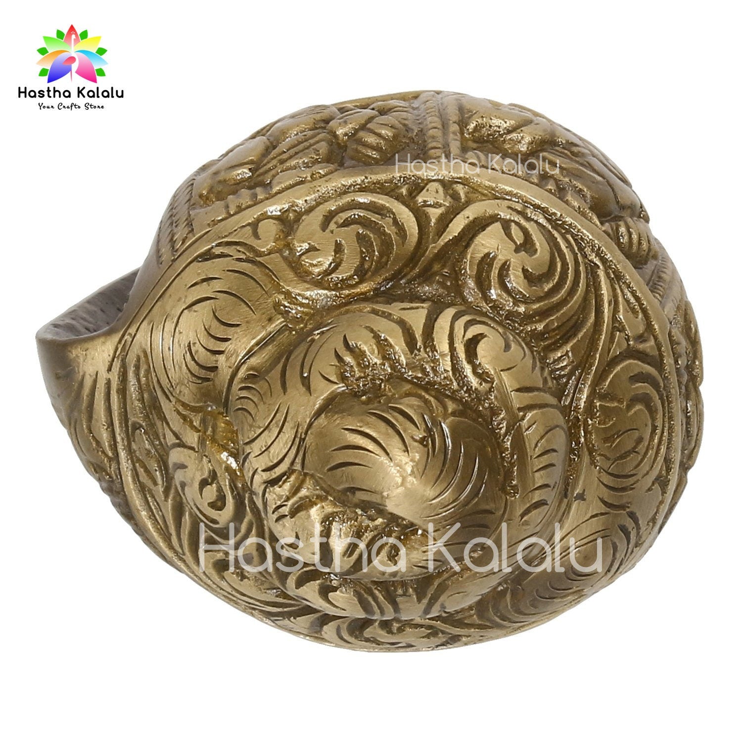 Brass Shankh Carving Ganesh for Pooja